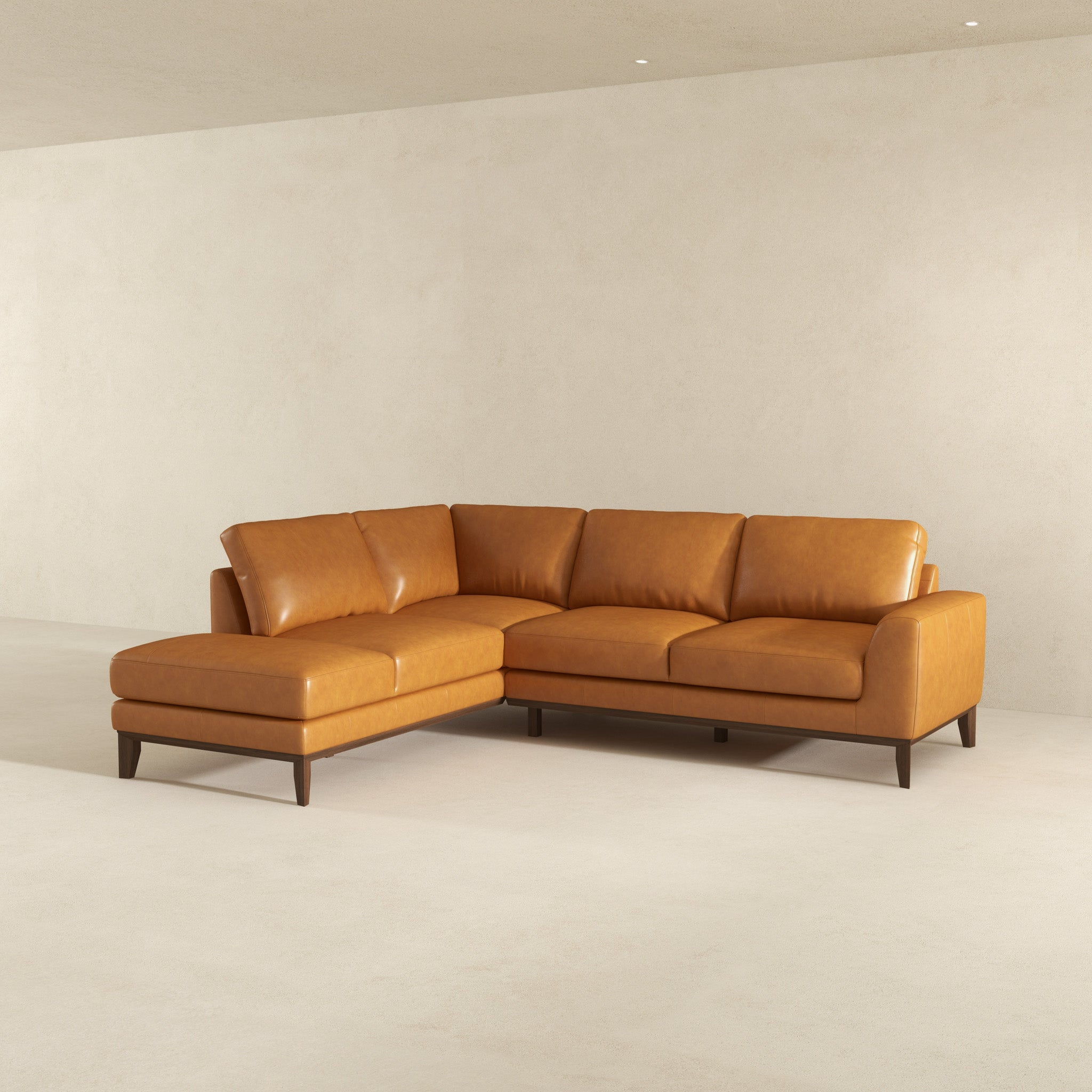 London Premium Genuine Leather Sectional Sofa Left Facing