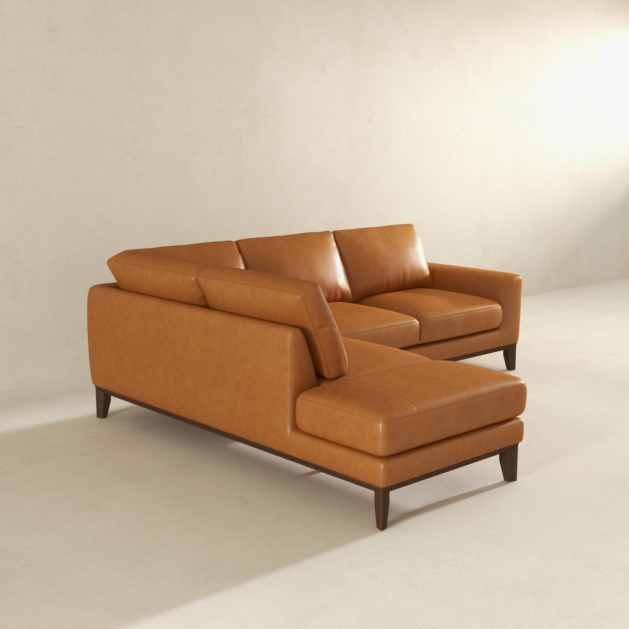 London Premium Genuine Leather Sectional Sofa Left Facing