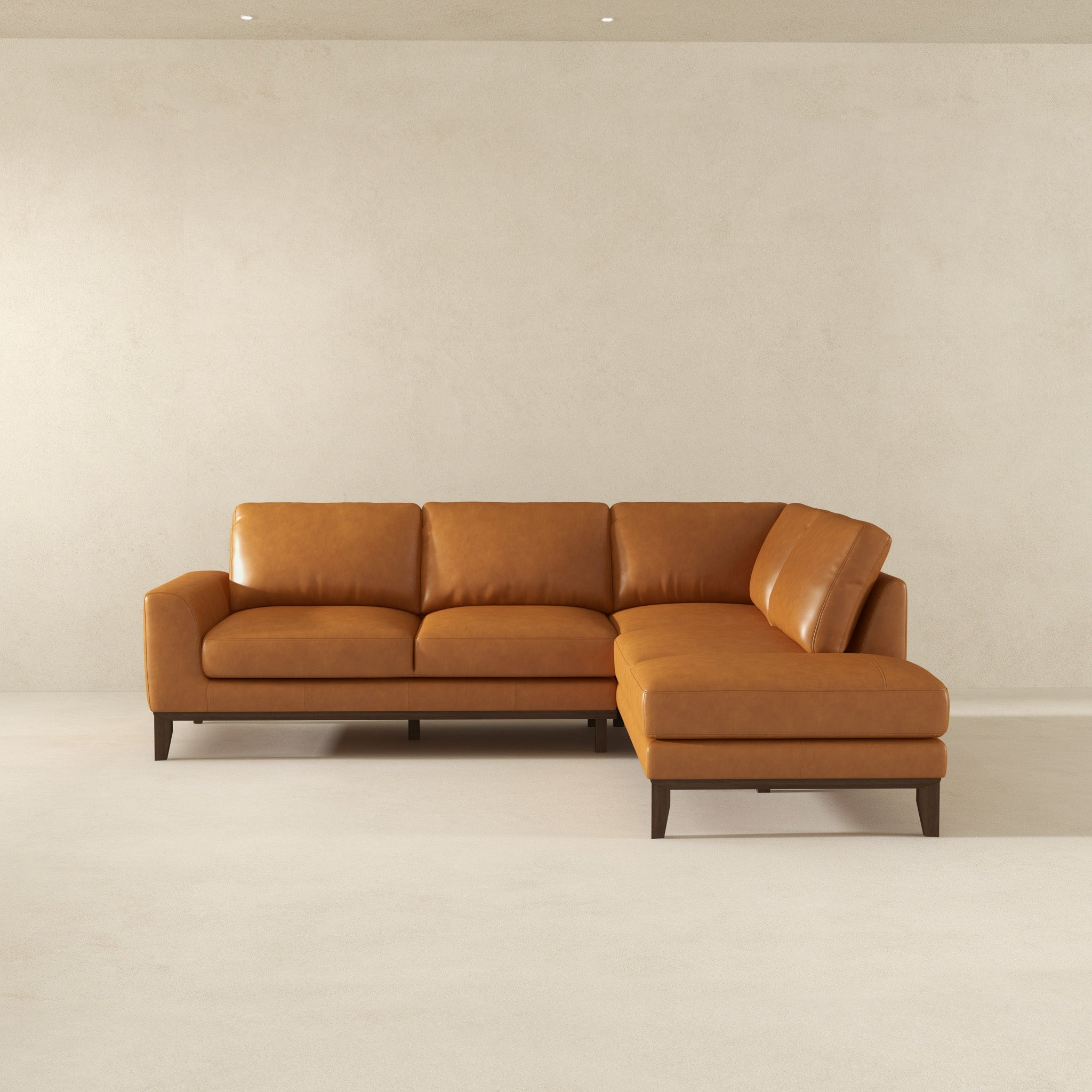 London Premium Genuine Leather Sectional Sofa Right Facing