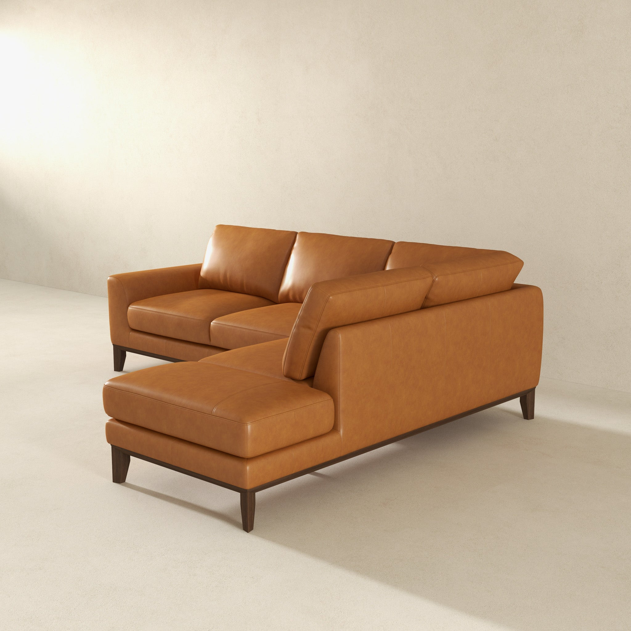 London Premium Genuine Leather Sectional Sofa Right Facing