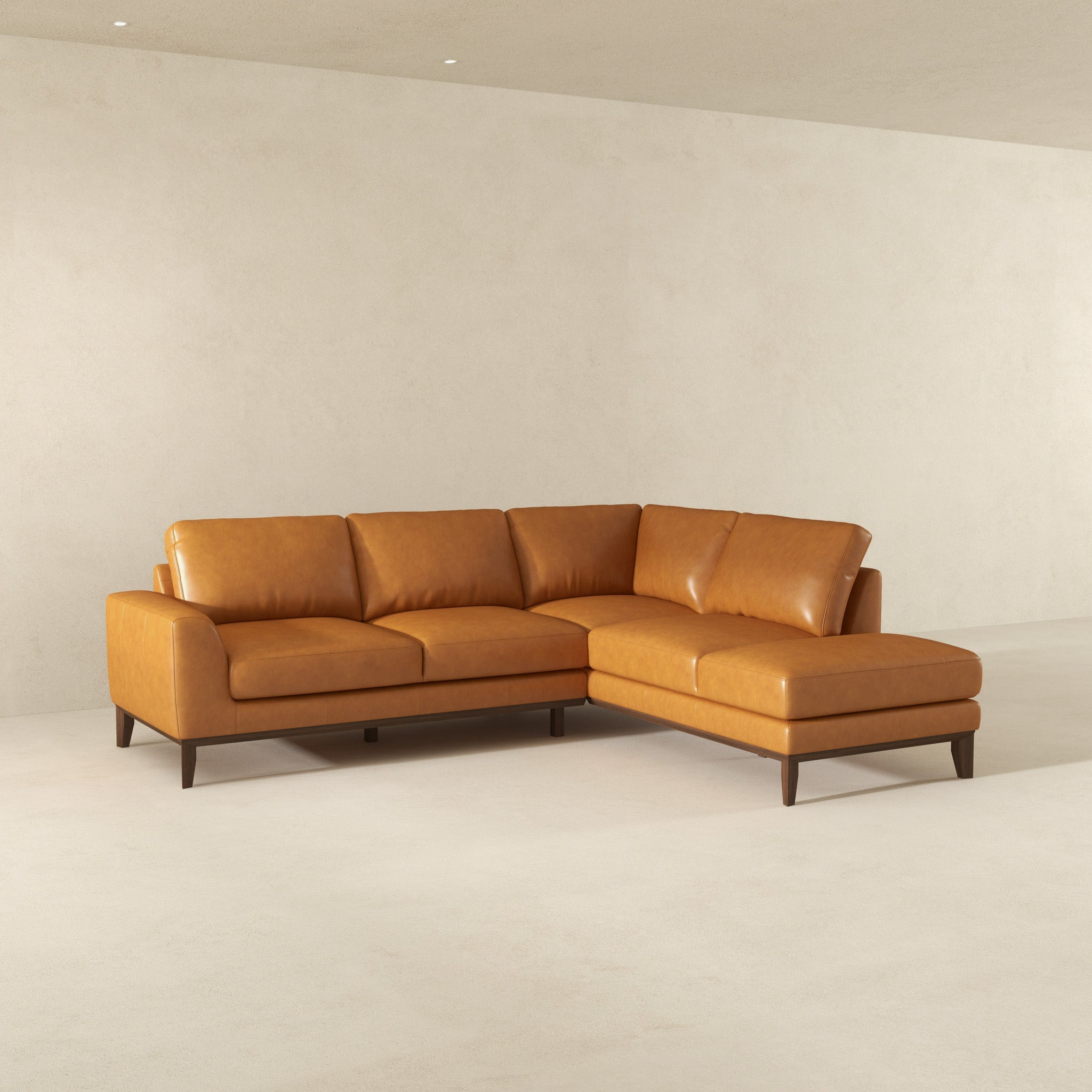 London Premium Genuine Leather Sectional Sofa Right Facing