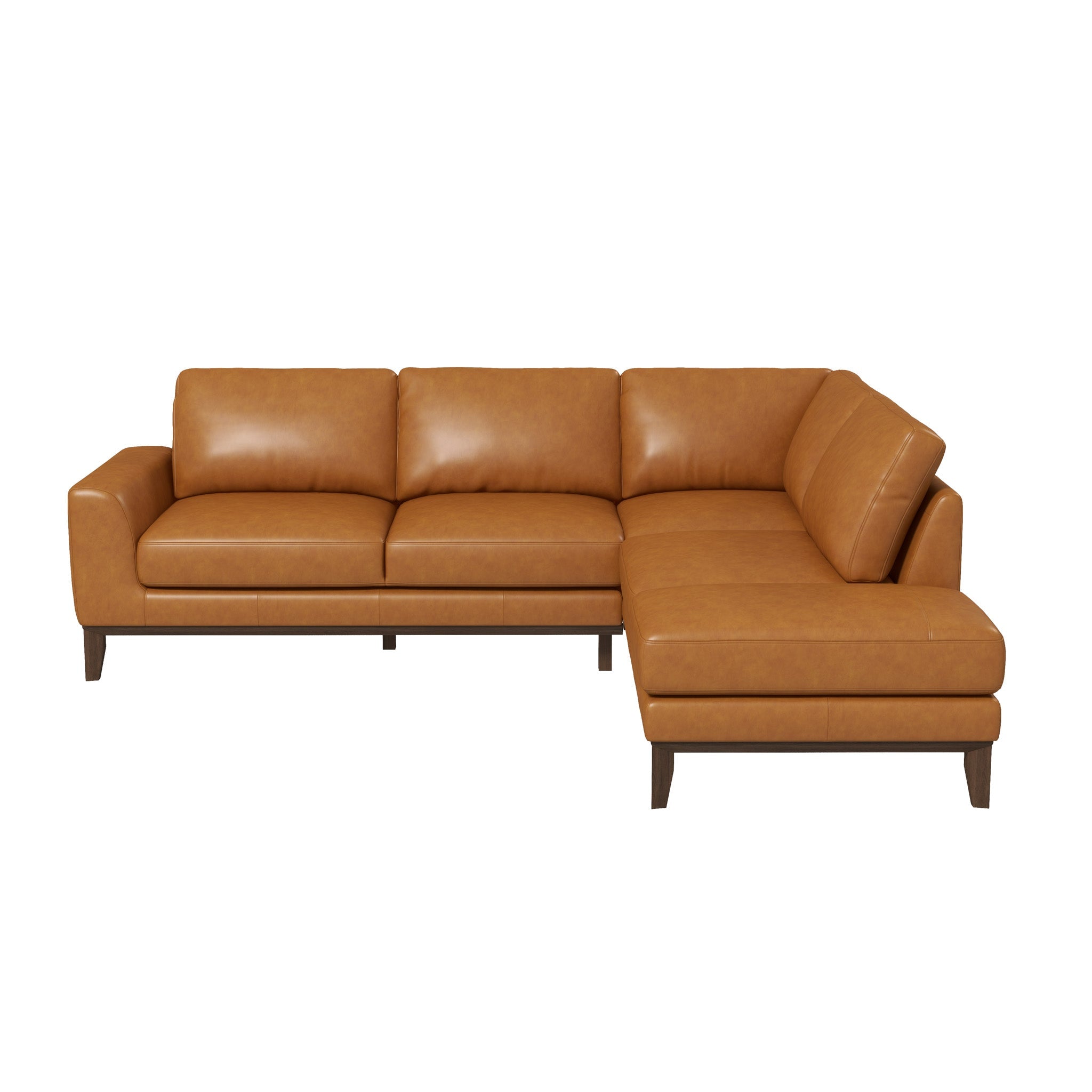 London Premium Genuine Leather Sectional Sofa Right Facing