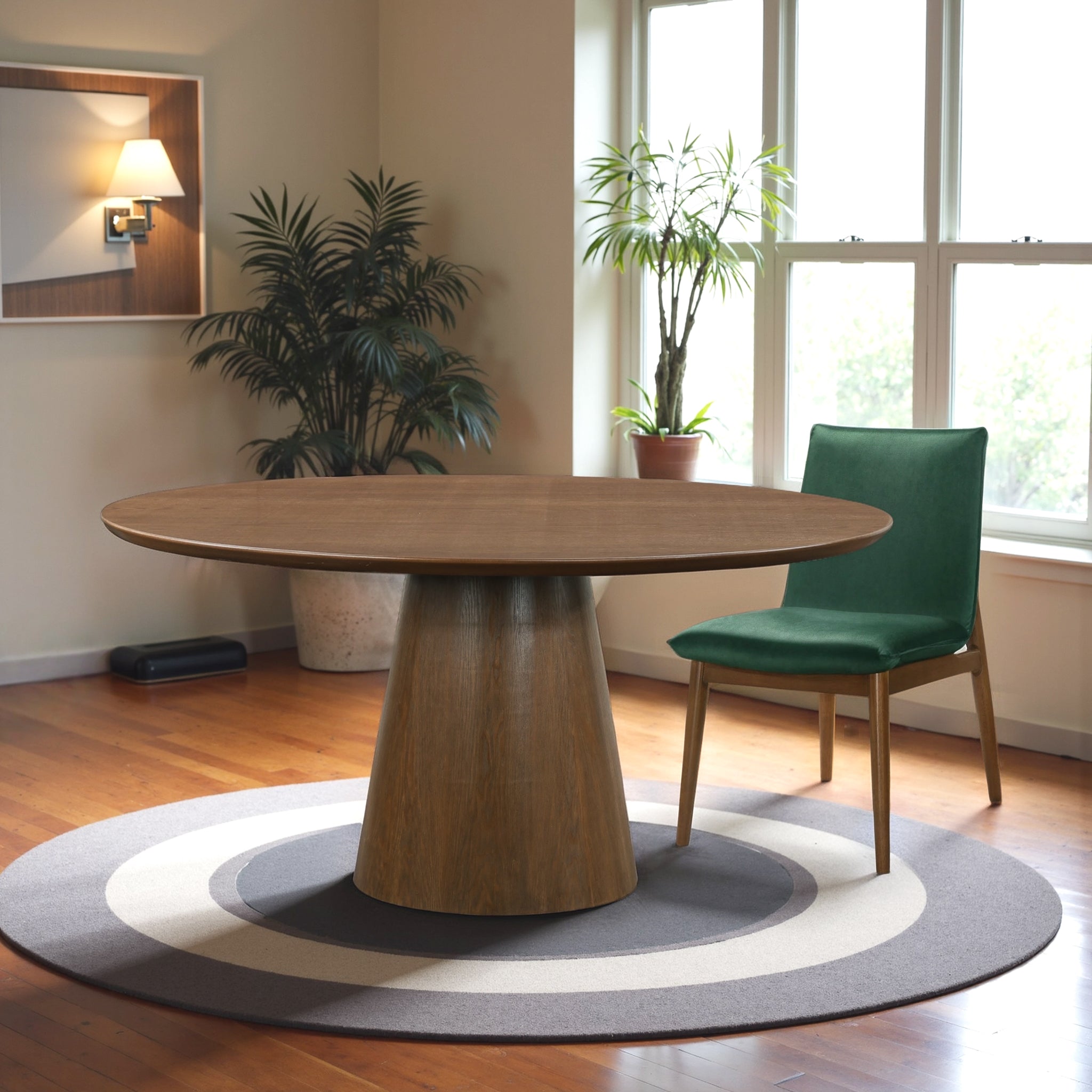 Palamades Round Solid Wood Walnut Dining Table - Large
