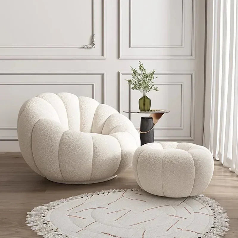 Round Swivel Bubble Chair with Stool