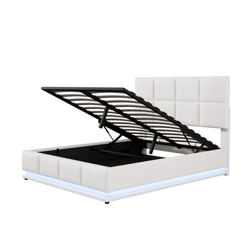 Upholstered Platform Bed with LED Lights