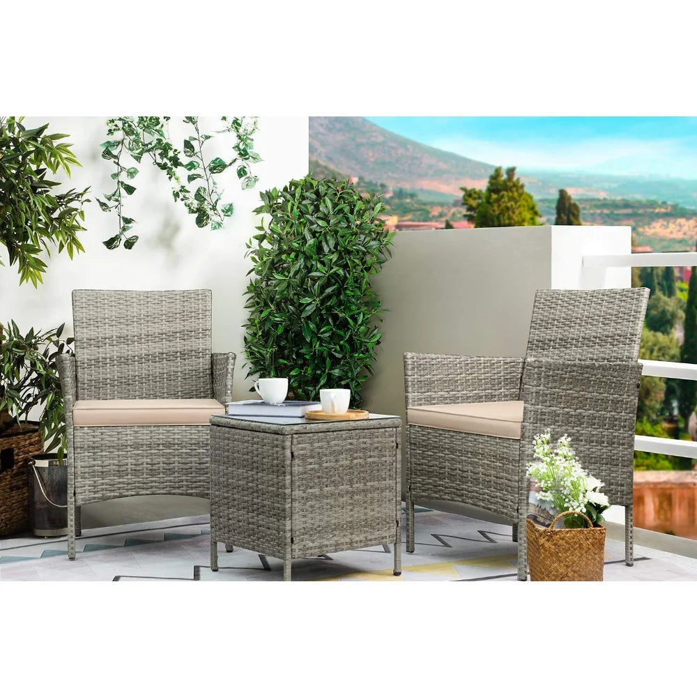 Three Pieces Patio Chair Set with Table