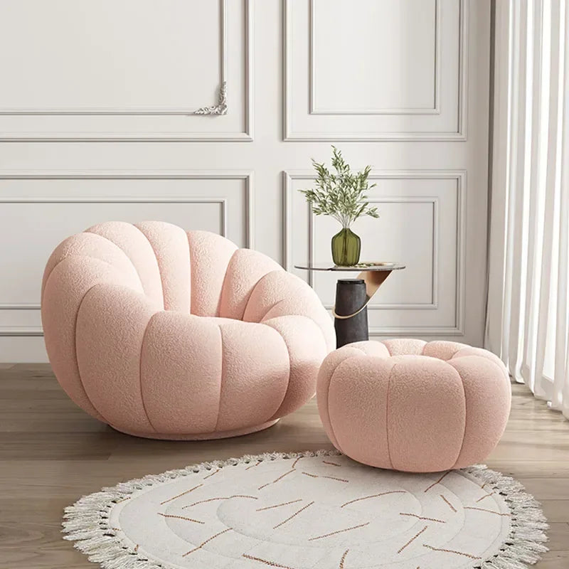 Round Swivel Bubble Chair with Stool