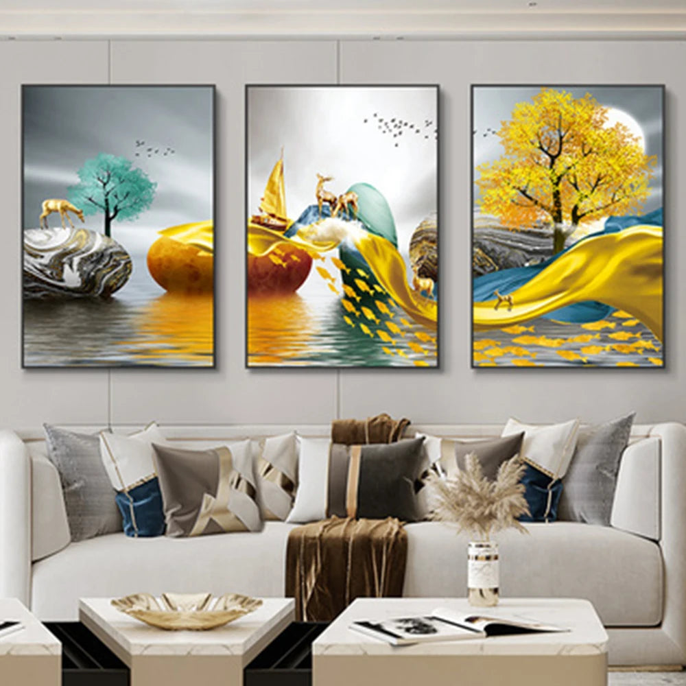 3 PCS Luxury Abstract Wall Art