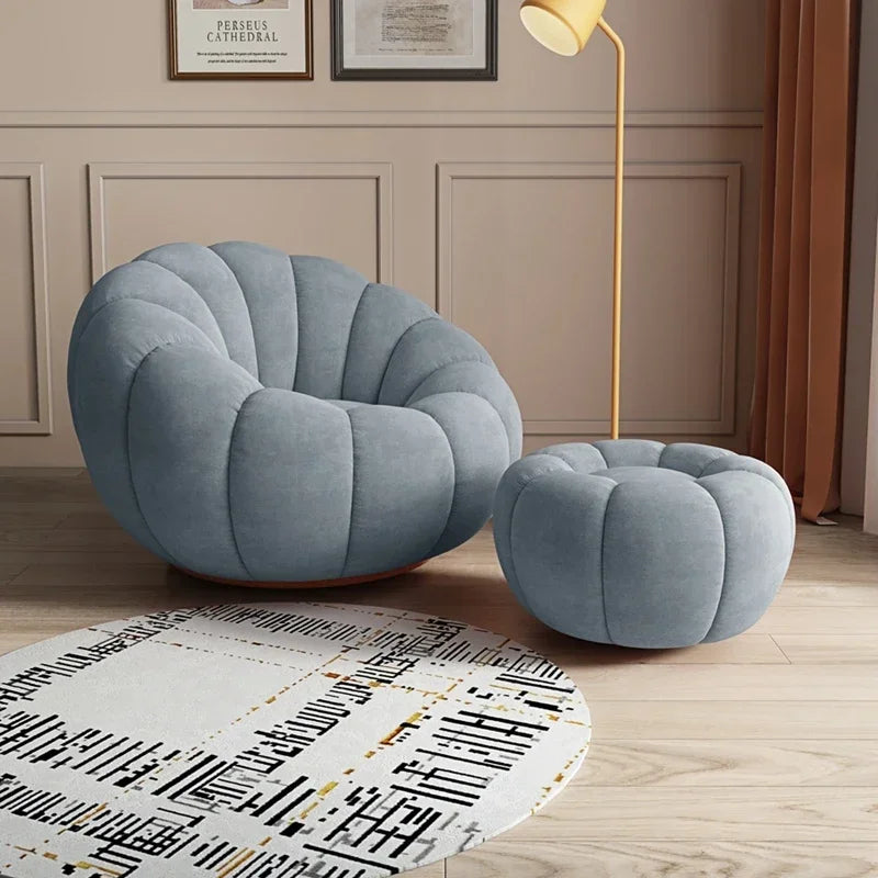 Round Swivel Bubble Chair with Stool