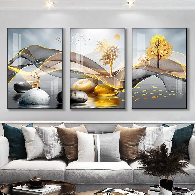 3 PCS Luxury Abstract Wall Art