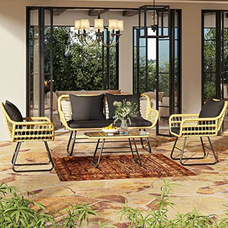 4-Piece Patio Wicker Furniture Set