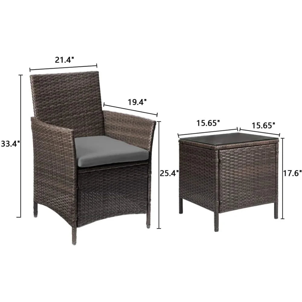 Three Pieces Patio Chair Set with Table