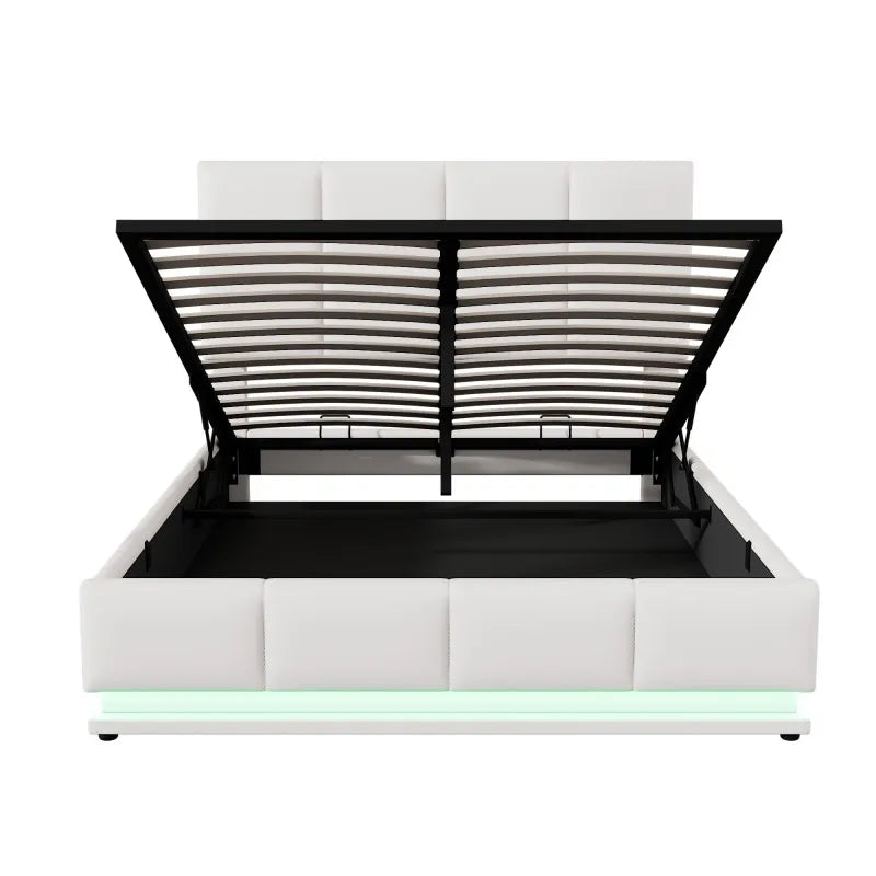 Upholstered Platform Bed with LED Lights