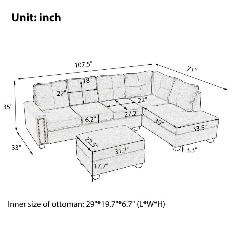 Reversible Sectional Sofa