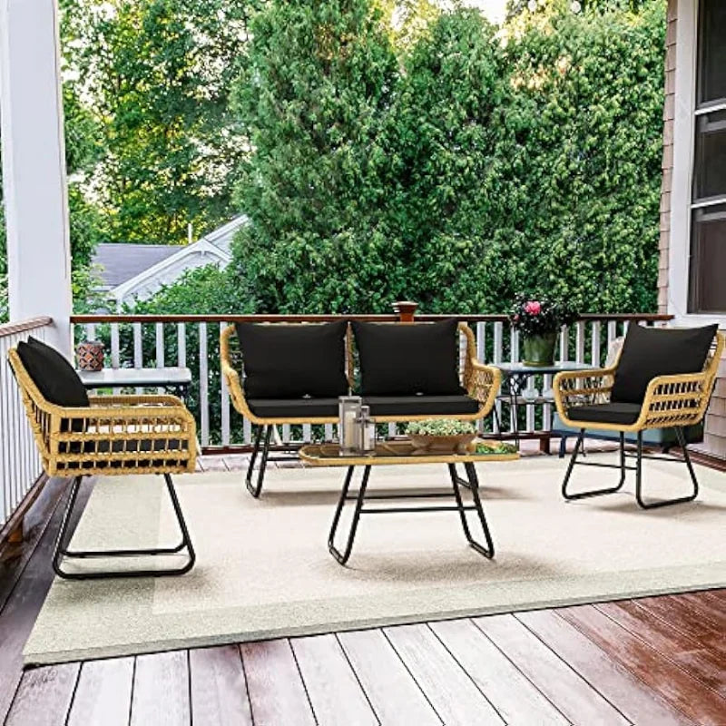 4-Piece Patio Wicker Furniture Set