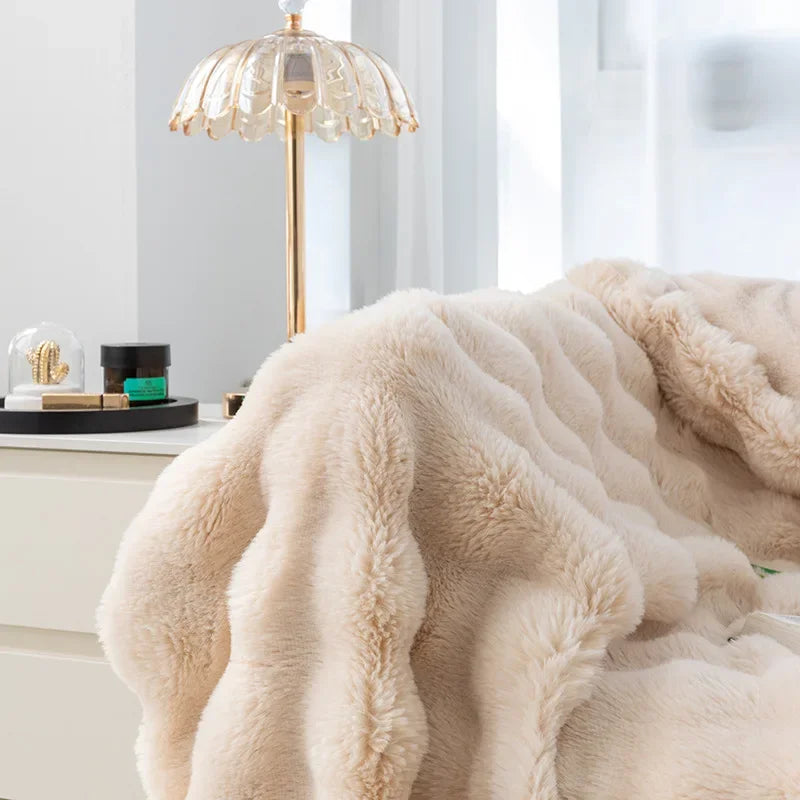 Faux Fur Plush Throw Blanket