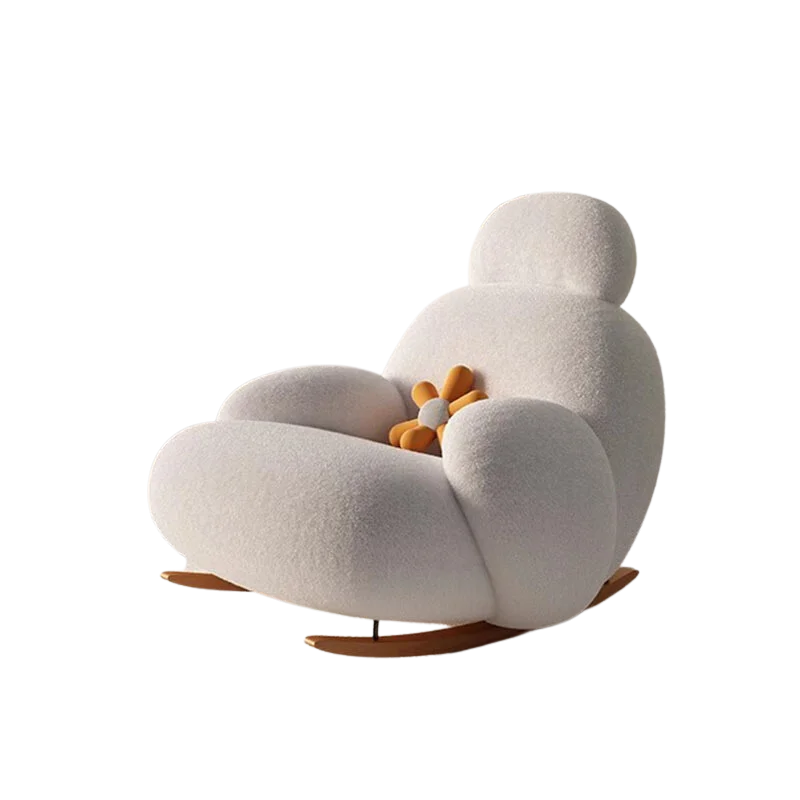 White Lounge Recliner Chair with Stool