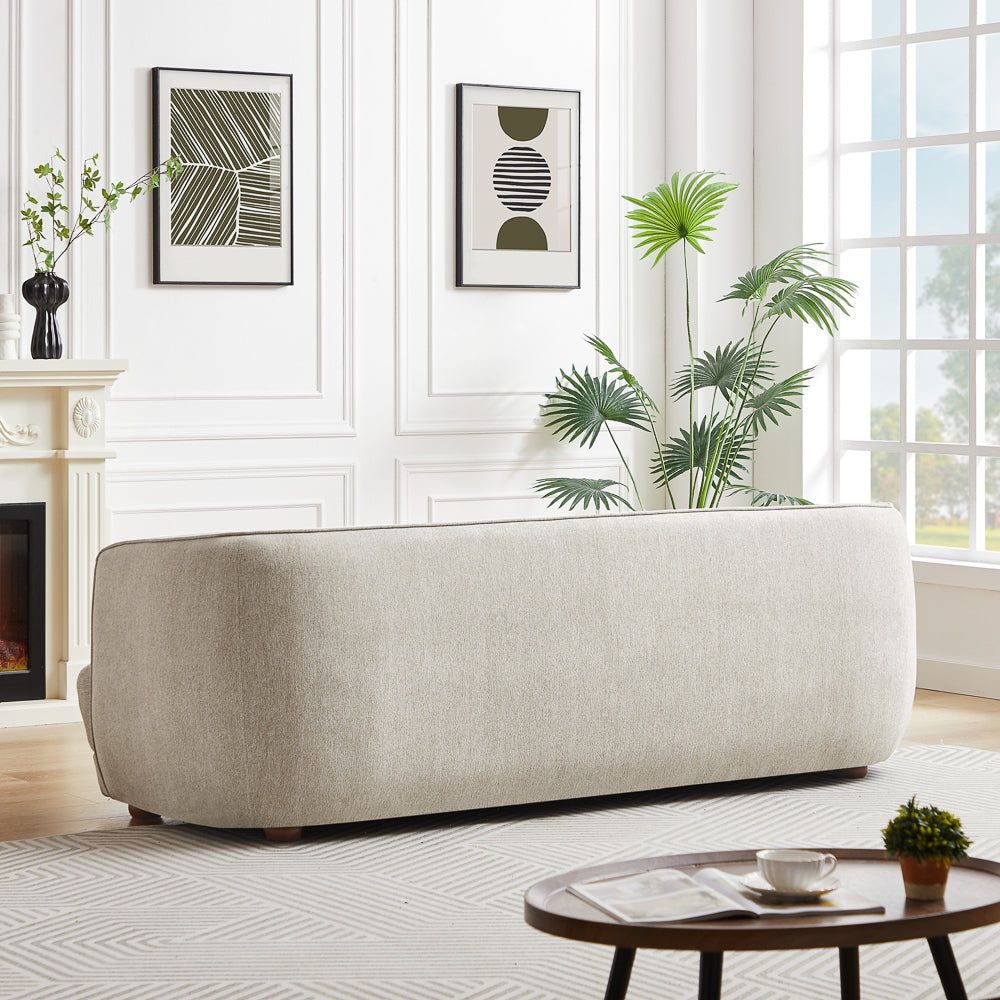 Stanmer Living Room Luxury Fabric Linen Couch in Cream