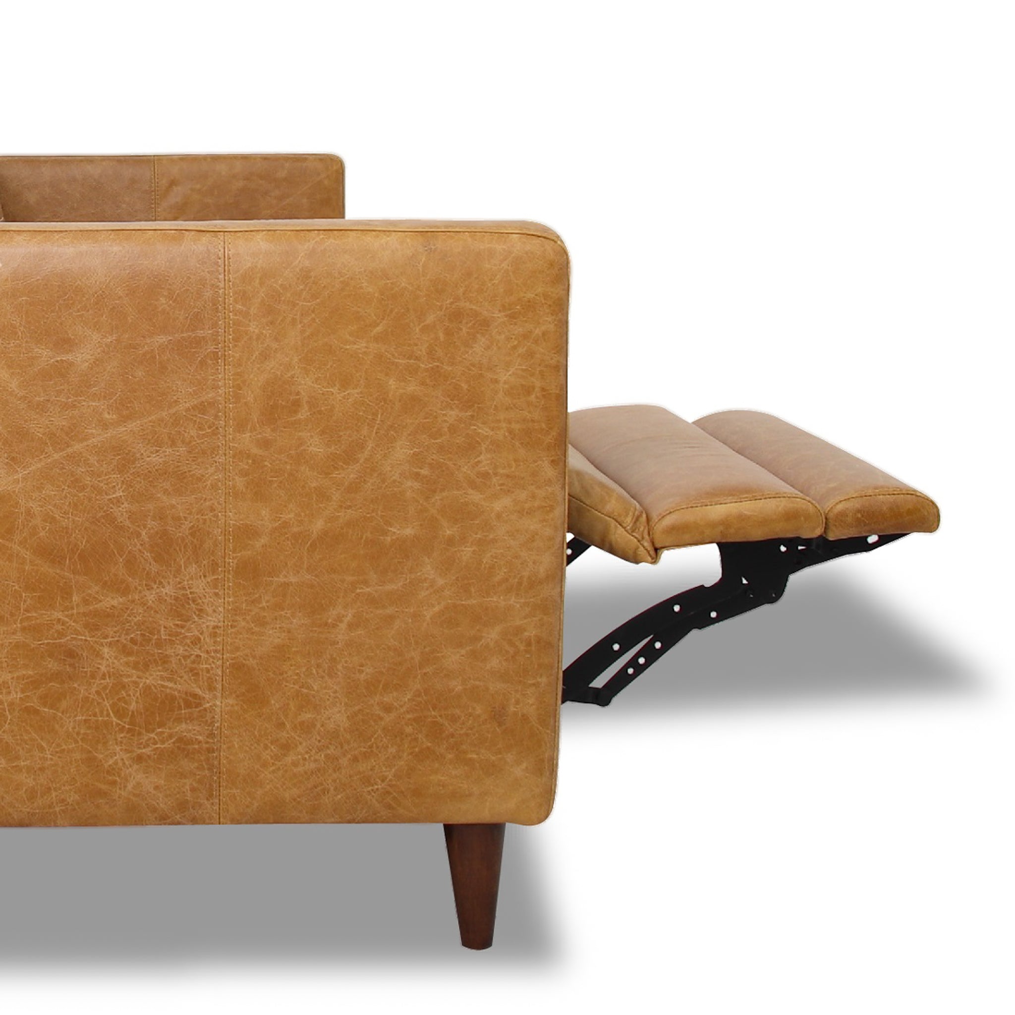 Christopher Tan Leather Electric Inclining Sofa - Left Facing