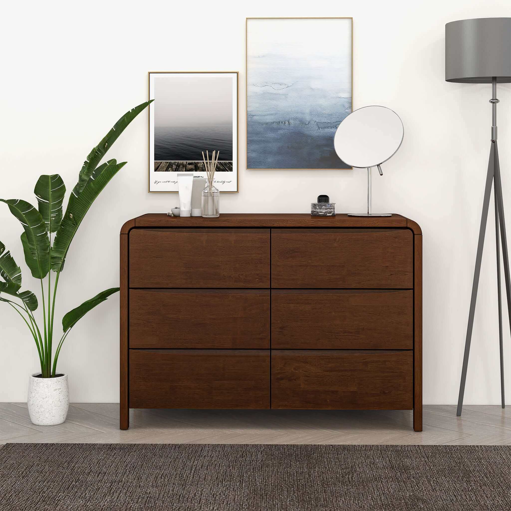 Lionel Mid-Century Modern Solid Wood 6-Drawer Dresser