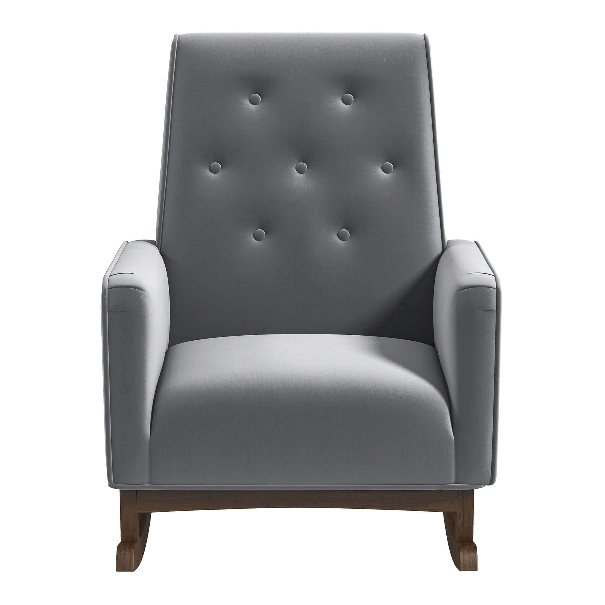 Demetrius Light Grey Fabric Solid Wood Rocking Chair