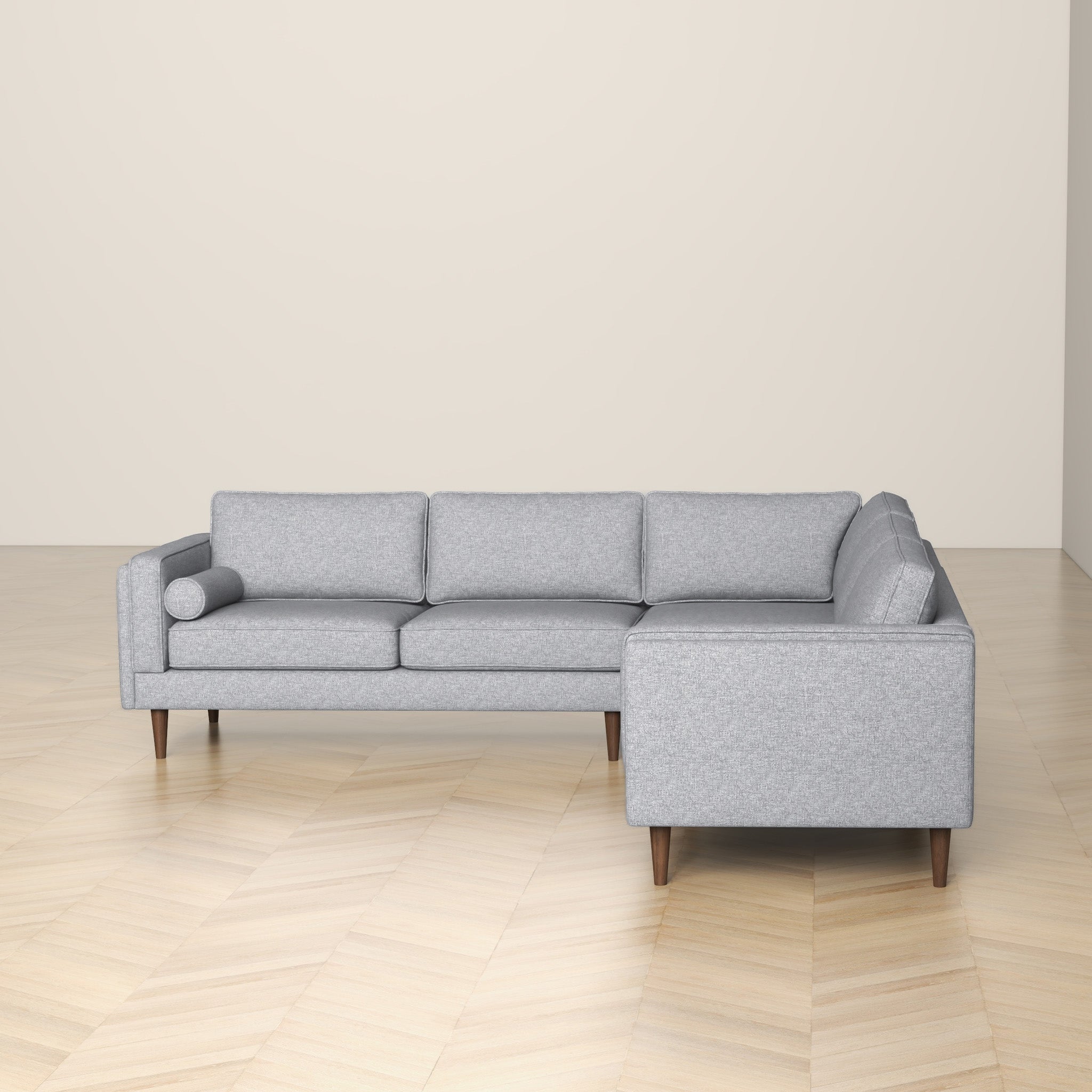 Amber Light Grey Fabric Corner Sectional Sofa