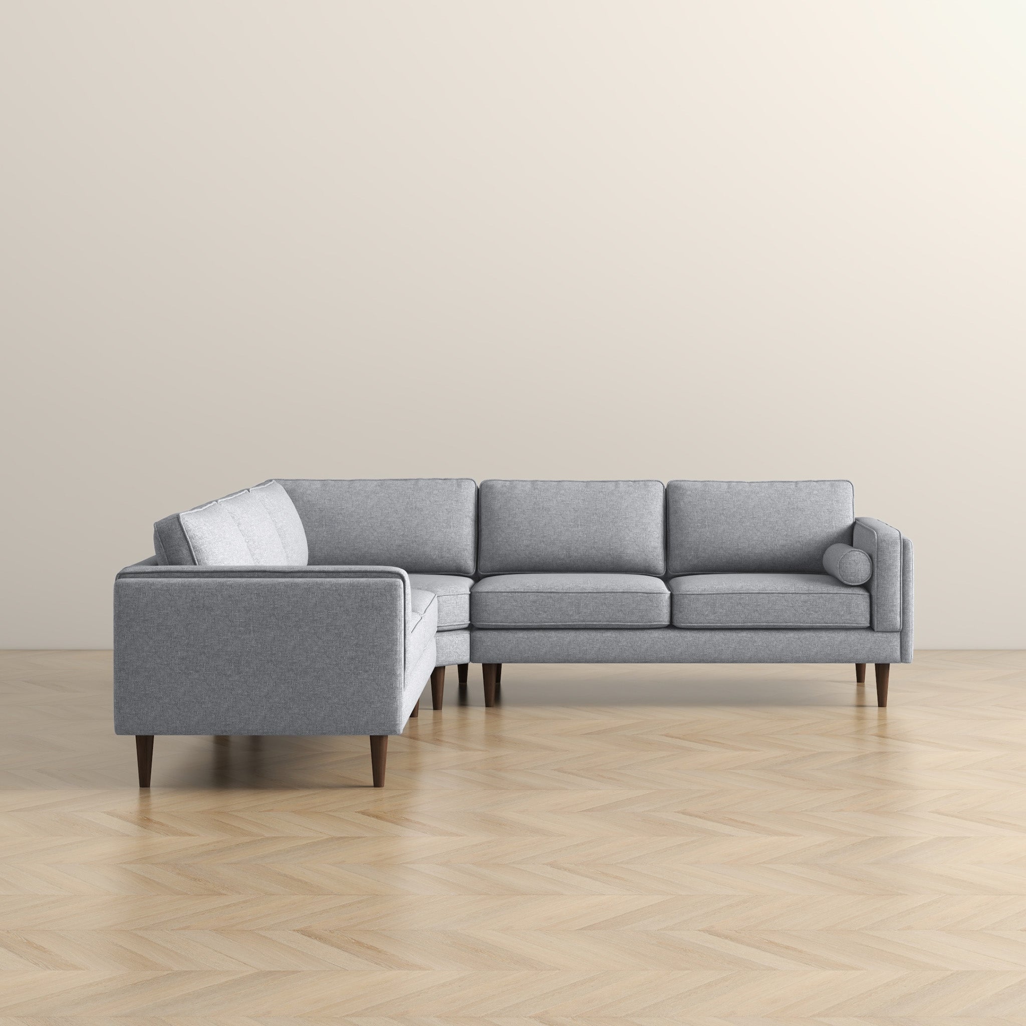 Amber Light Grey Fabric Corner Sectional Sofa