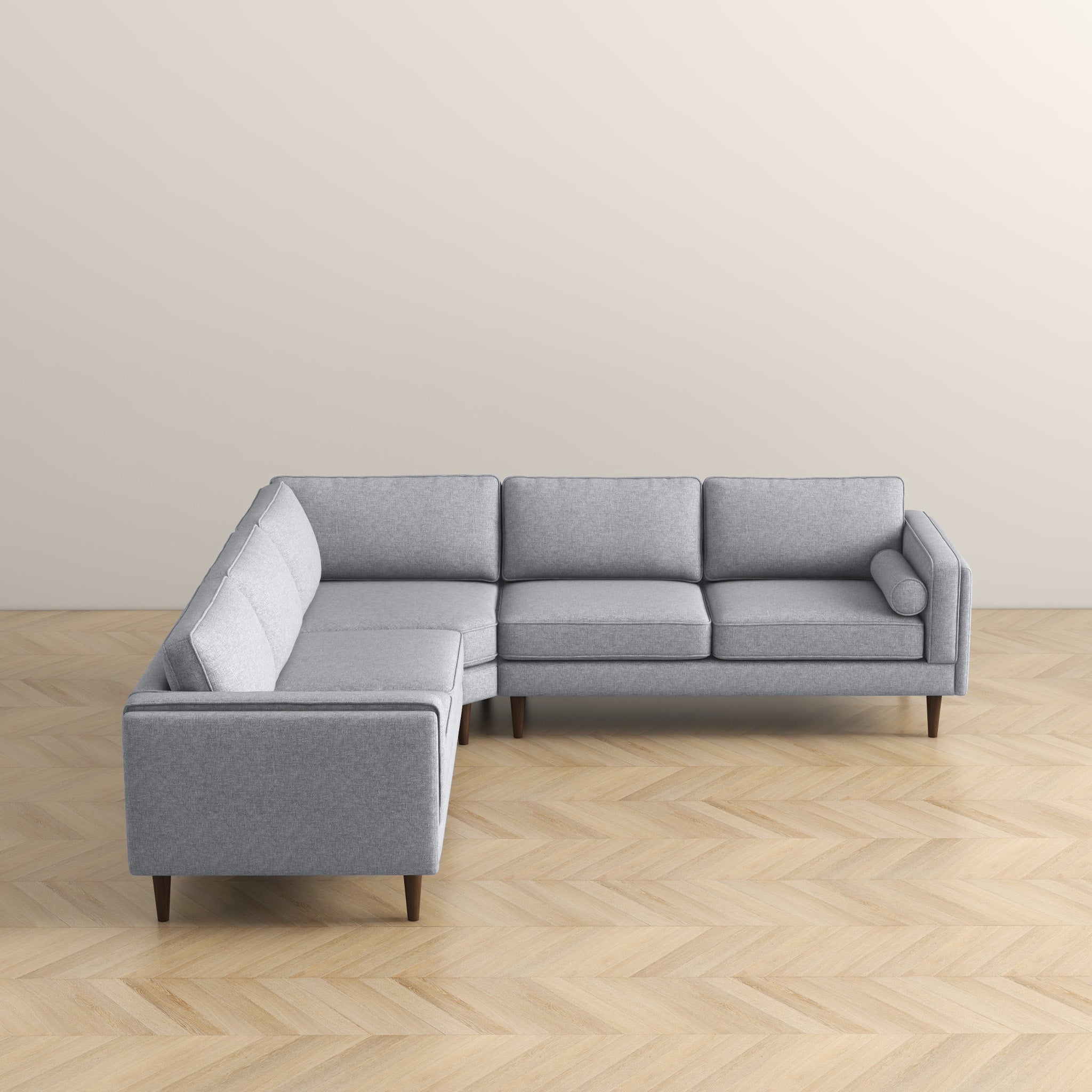 Amber Light Grey Fabric Corner Sectional Sofa
