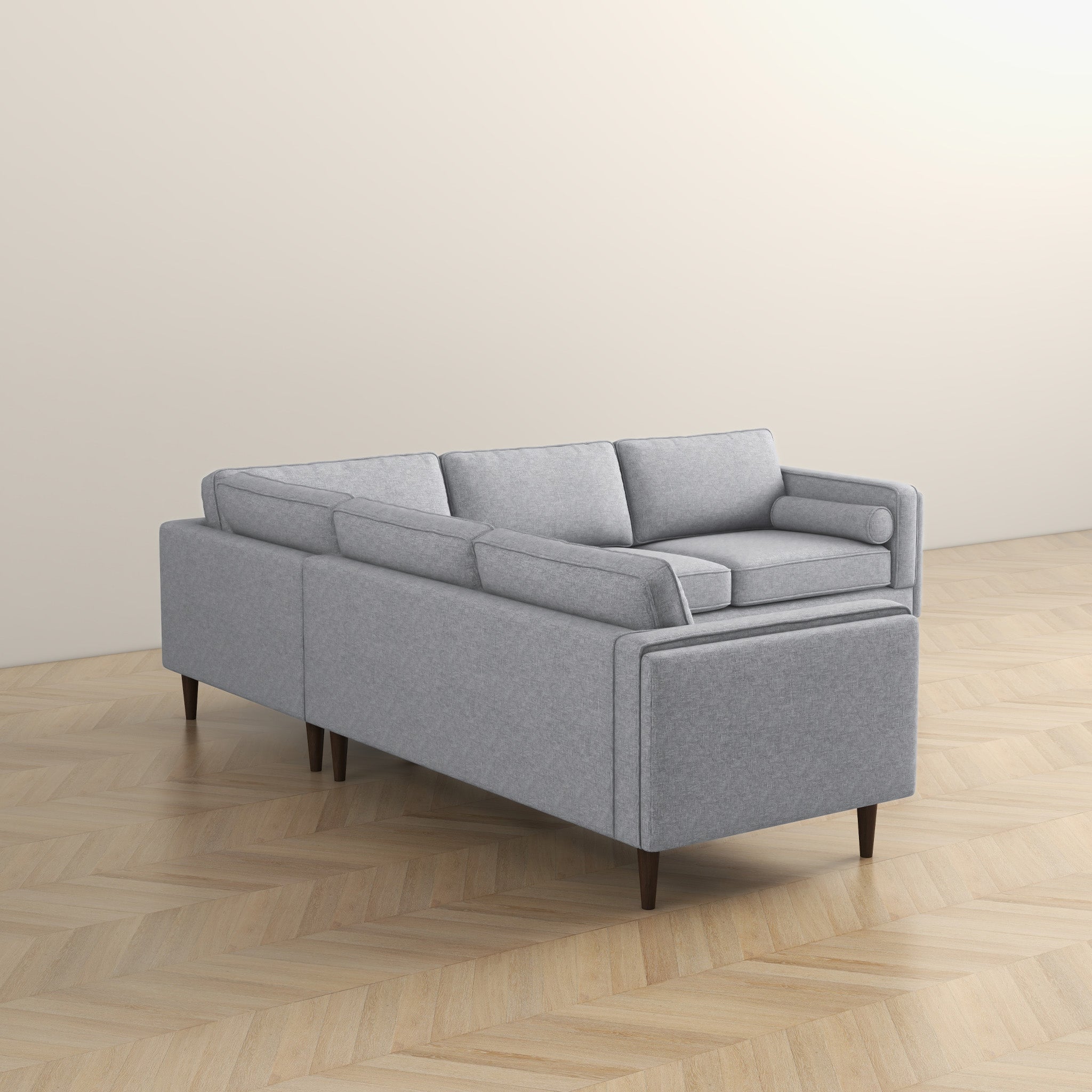 Amber Light Grey Fabric Corner Sectional Sofa