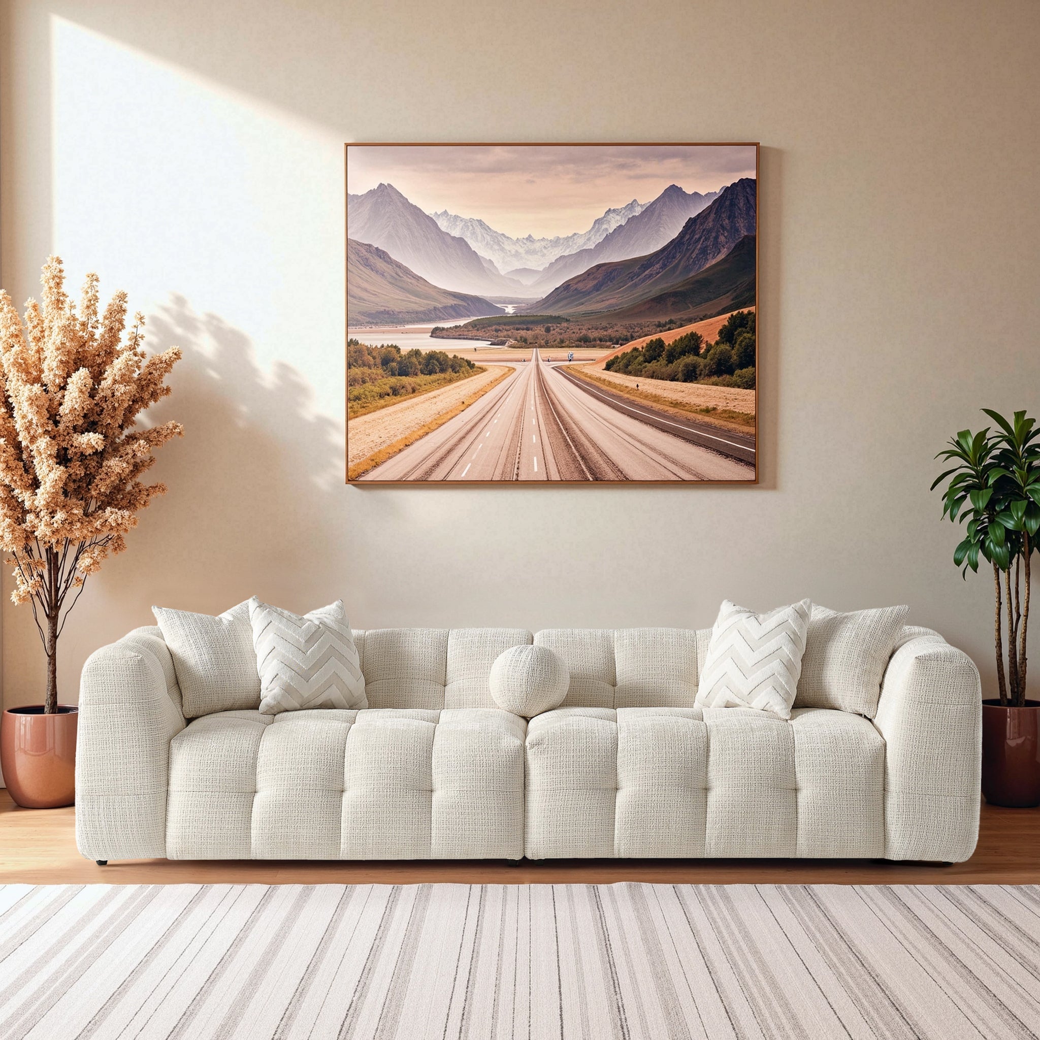 Alana Tufted Ivory Chenille Modular Sectional Sofa