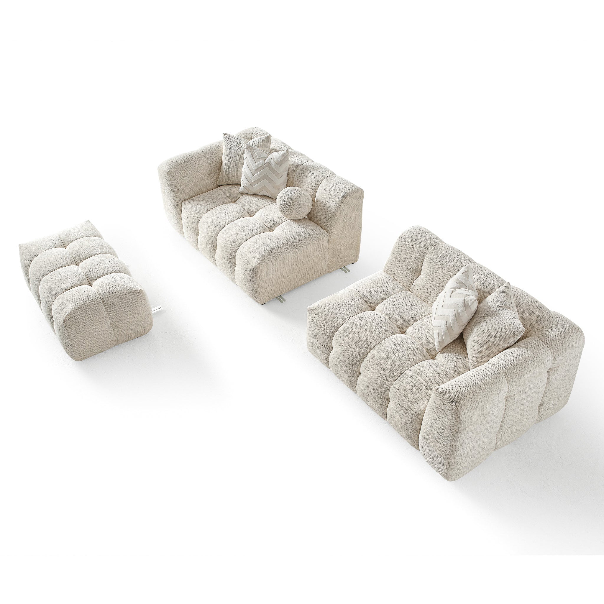 Alana Tufted Ivory Chenille Modular Sectional Sofa