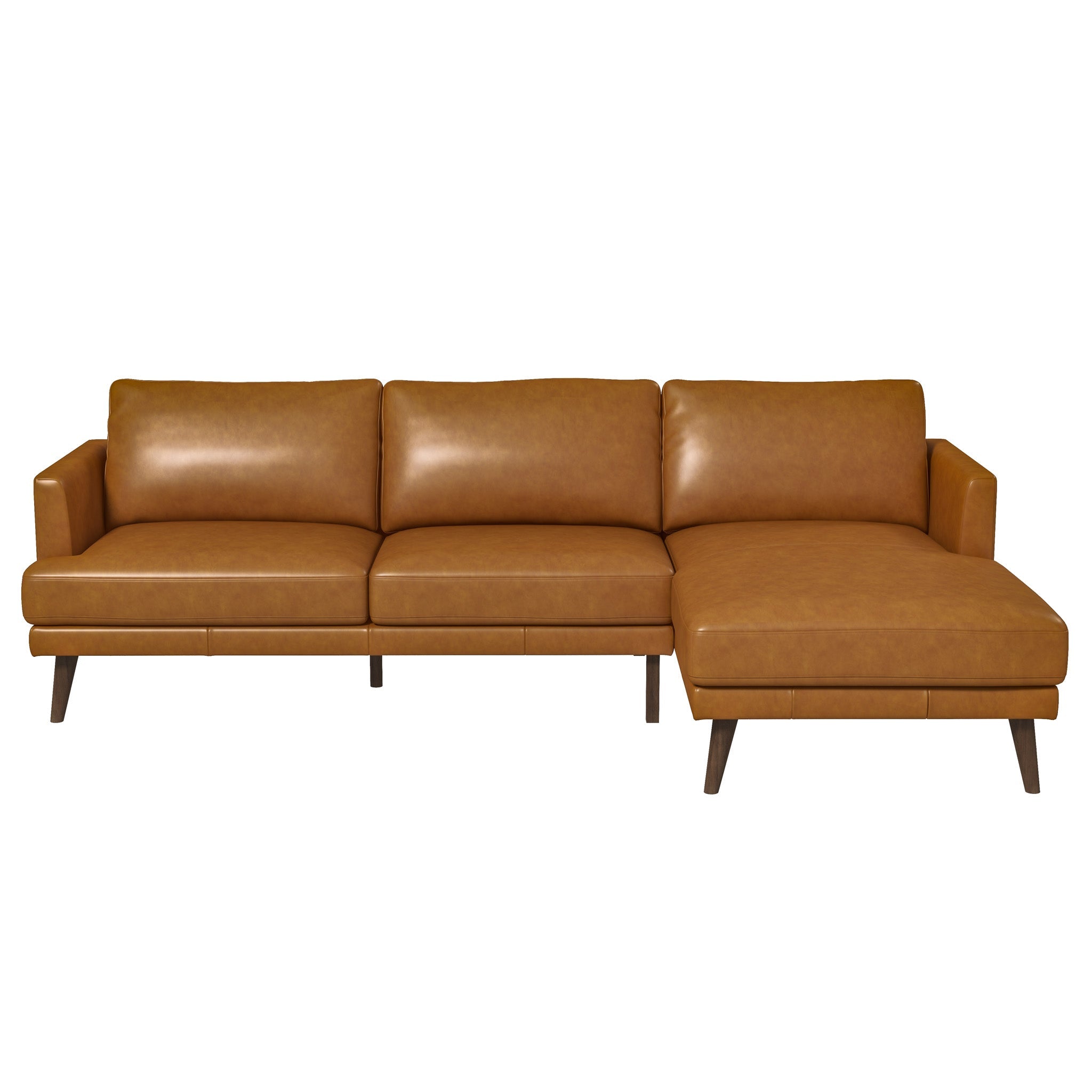 Lore L-Shaped Genuine Tan Leather Right Facing Sectional