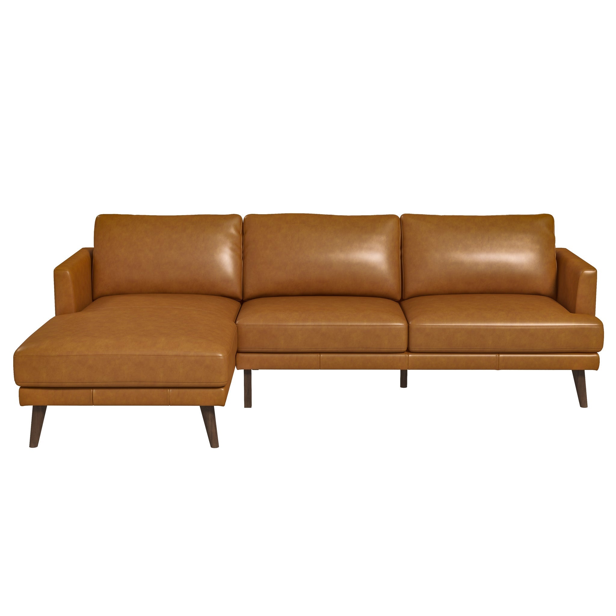 Lore L-Shaped Genuine Tan Leather Left Facing Sectional