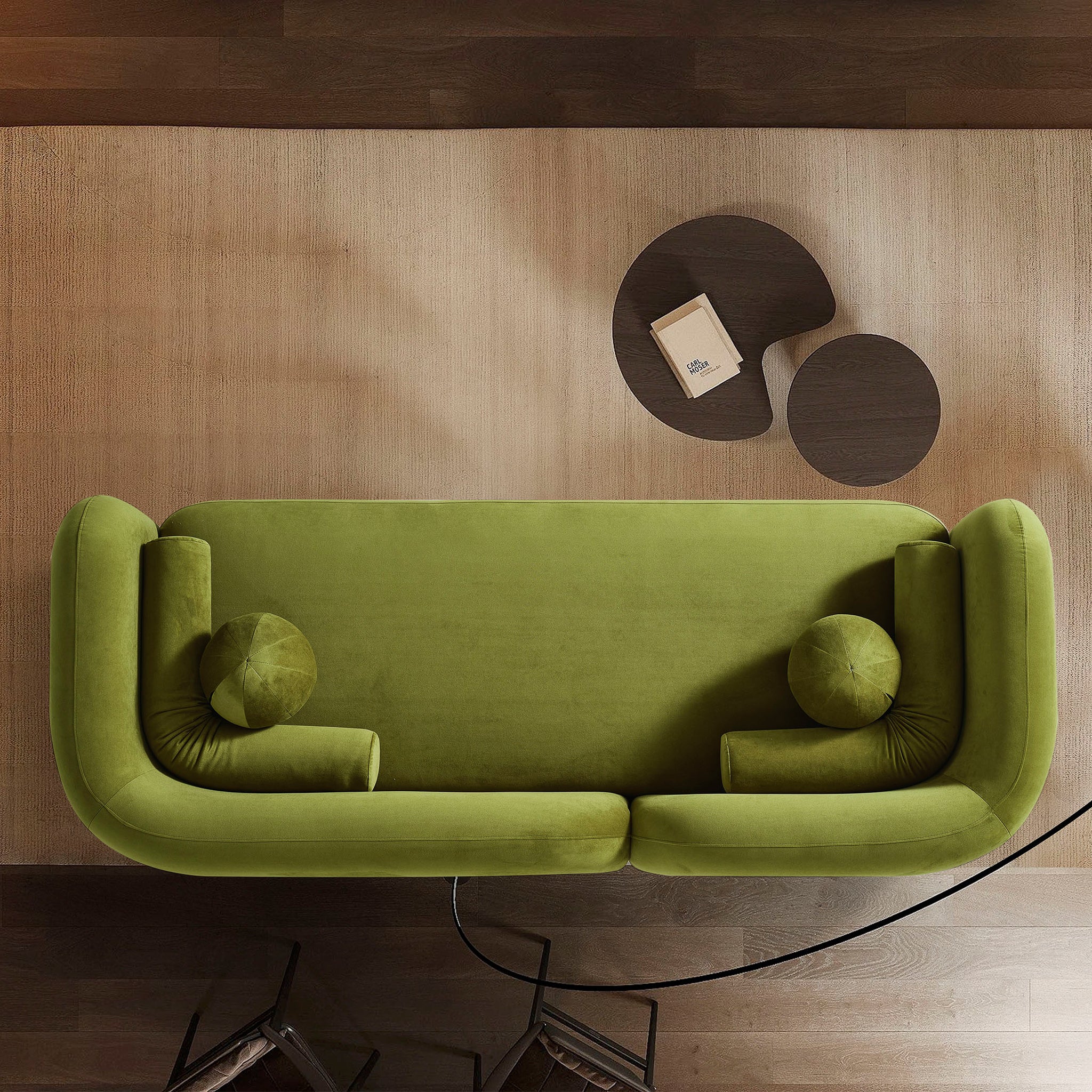 Donna Japandi Style Olive Green Velvet Sofa