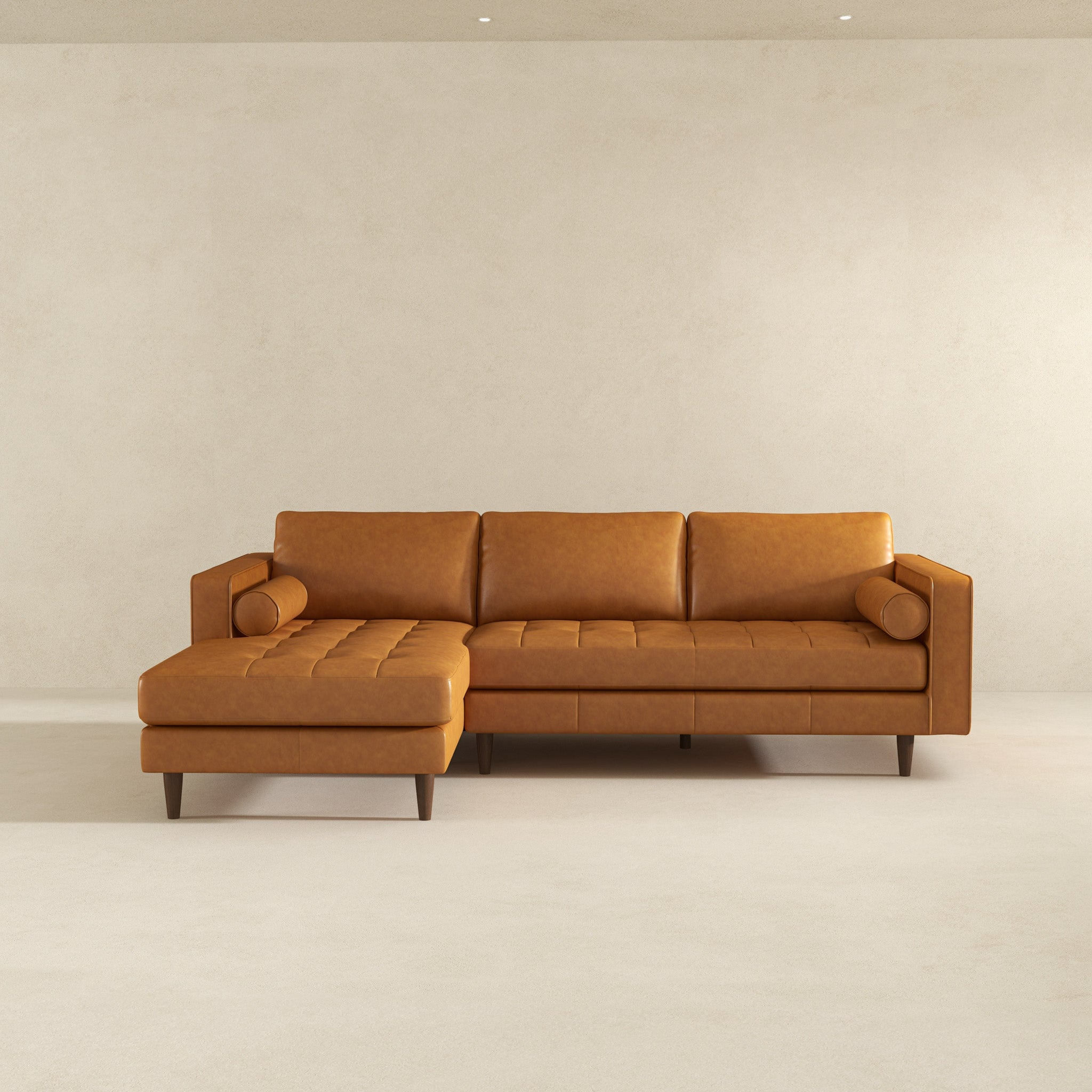 Anthony Genuine Tan Leather Left-Facing Sectional Sofa