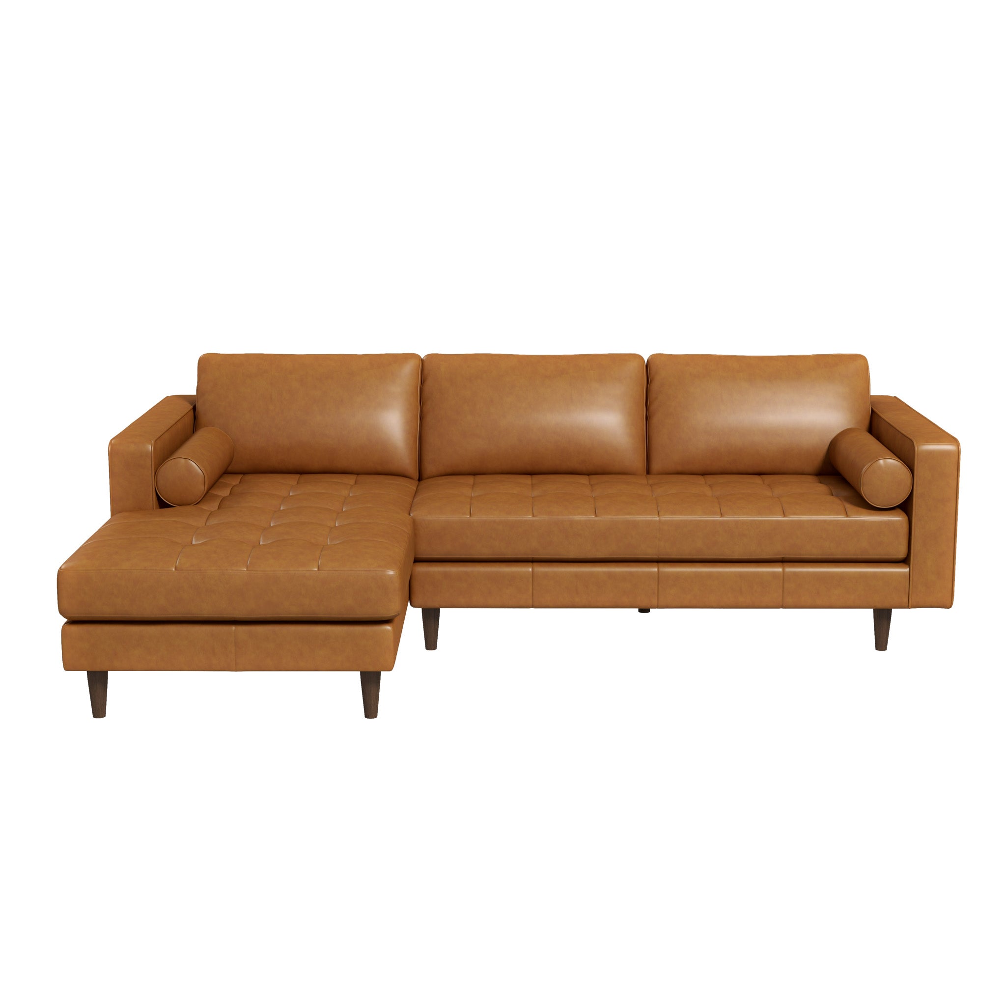 Anthony Genuine Tan Leather Left-Facing Sectional Sofa
