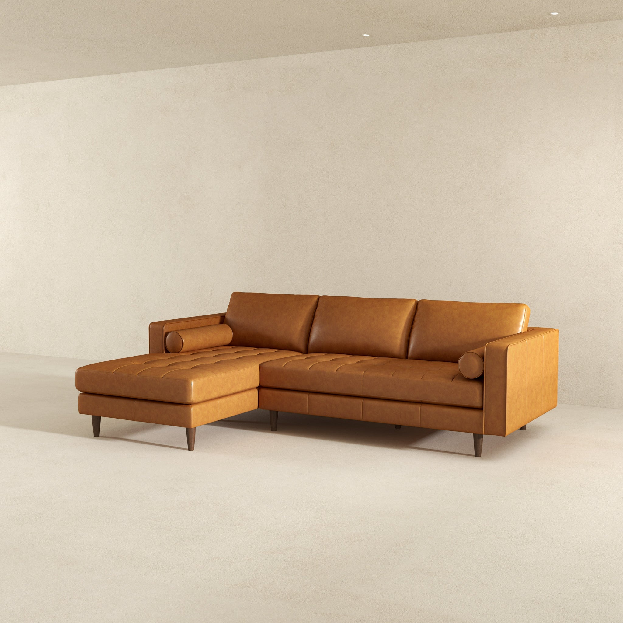 Anthony Genuine Tan Leather Left-Facing Sectional Sofa