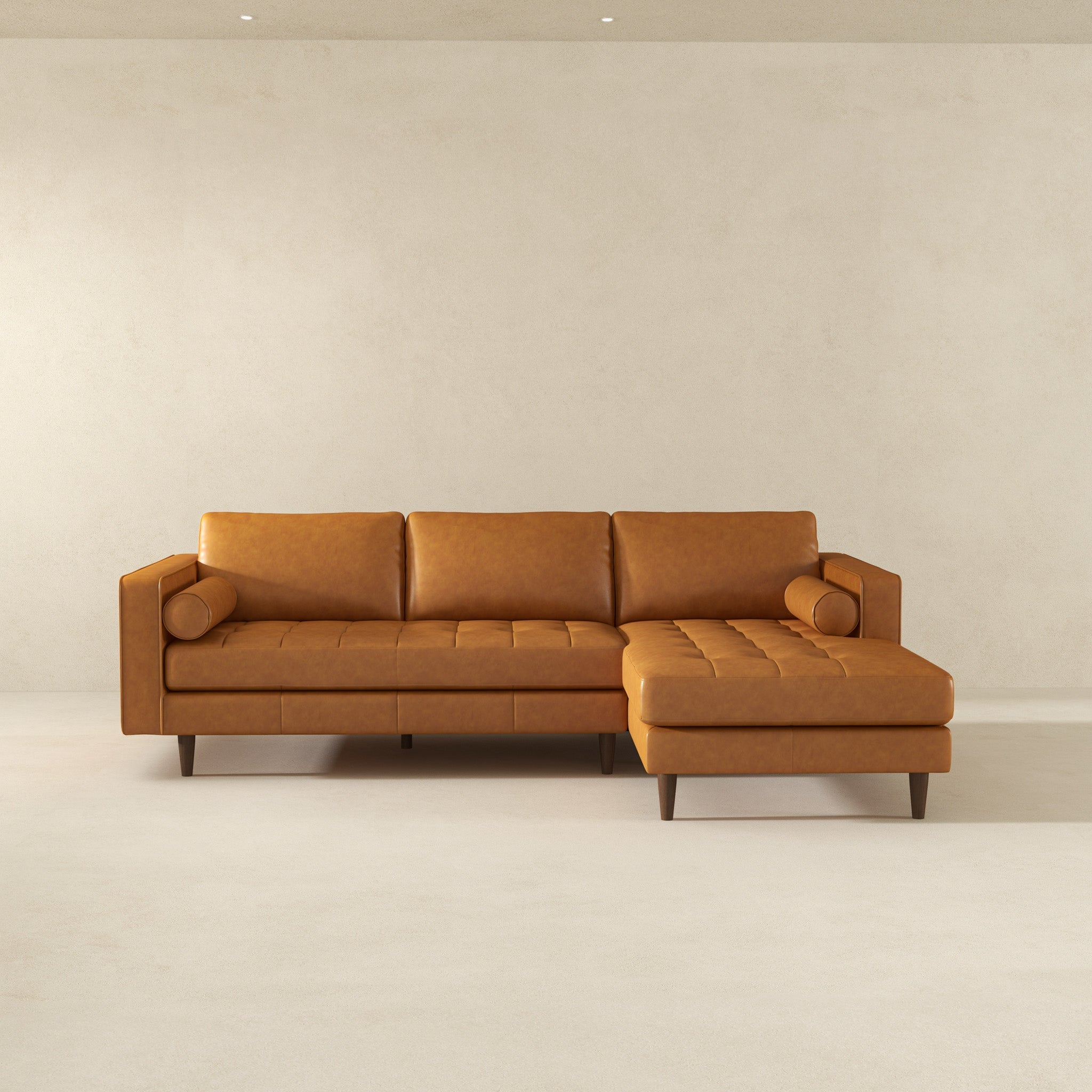 Anthony Genuine Tan Leather Right-Facing Sectional Sofa
