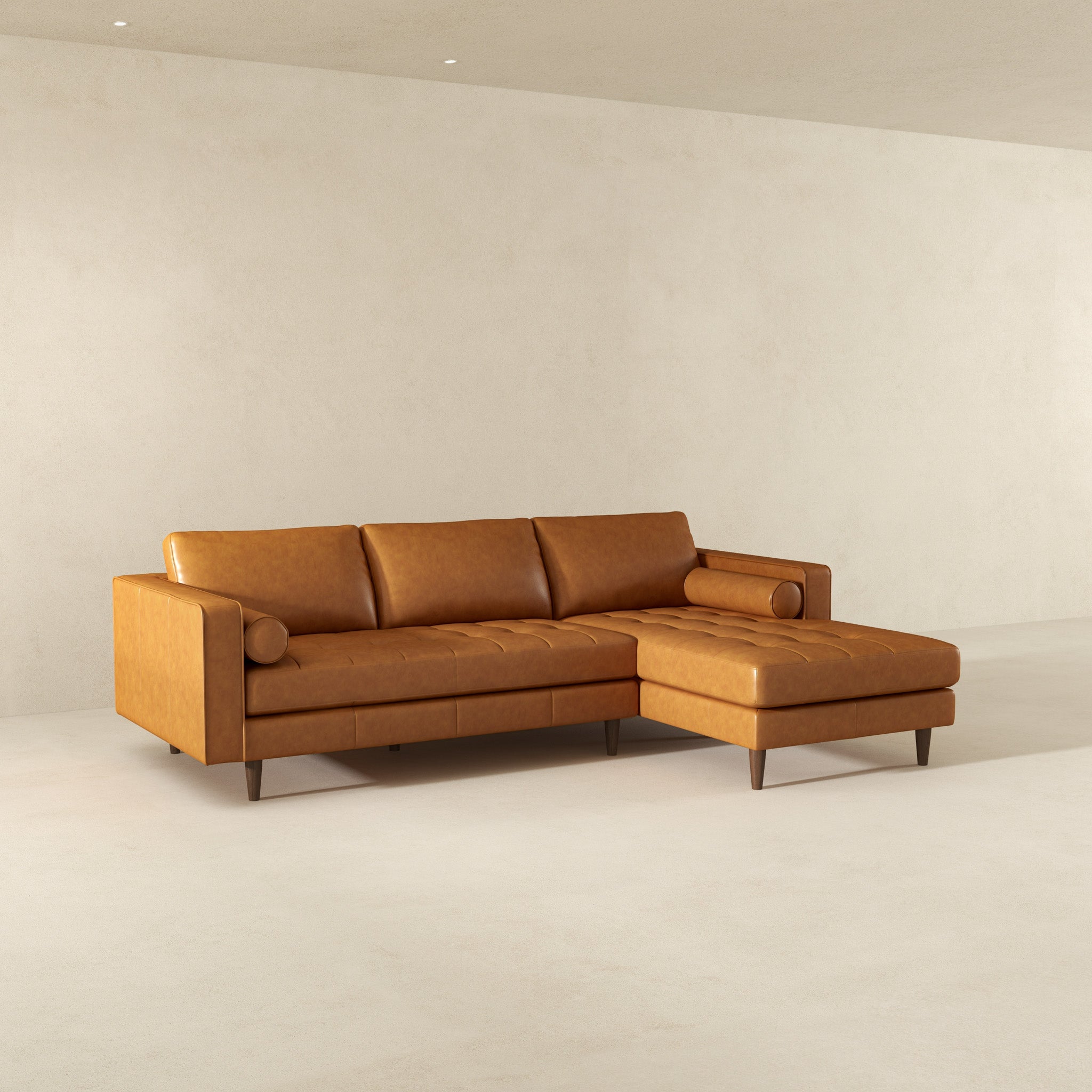 Anthony Genuine Tan Leather Right-Facing Sectional Sofa