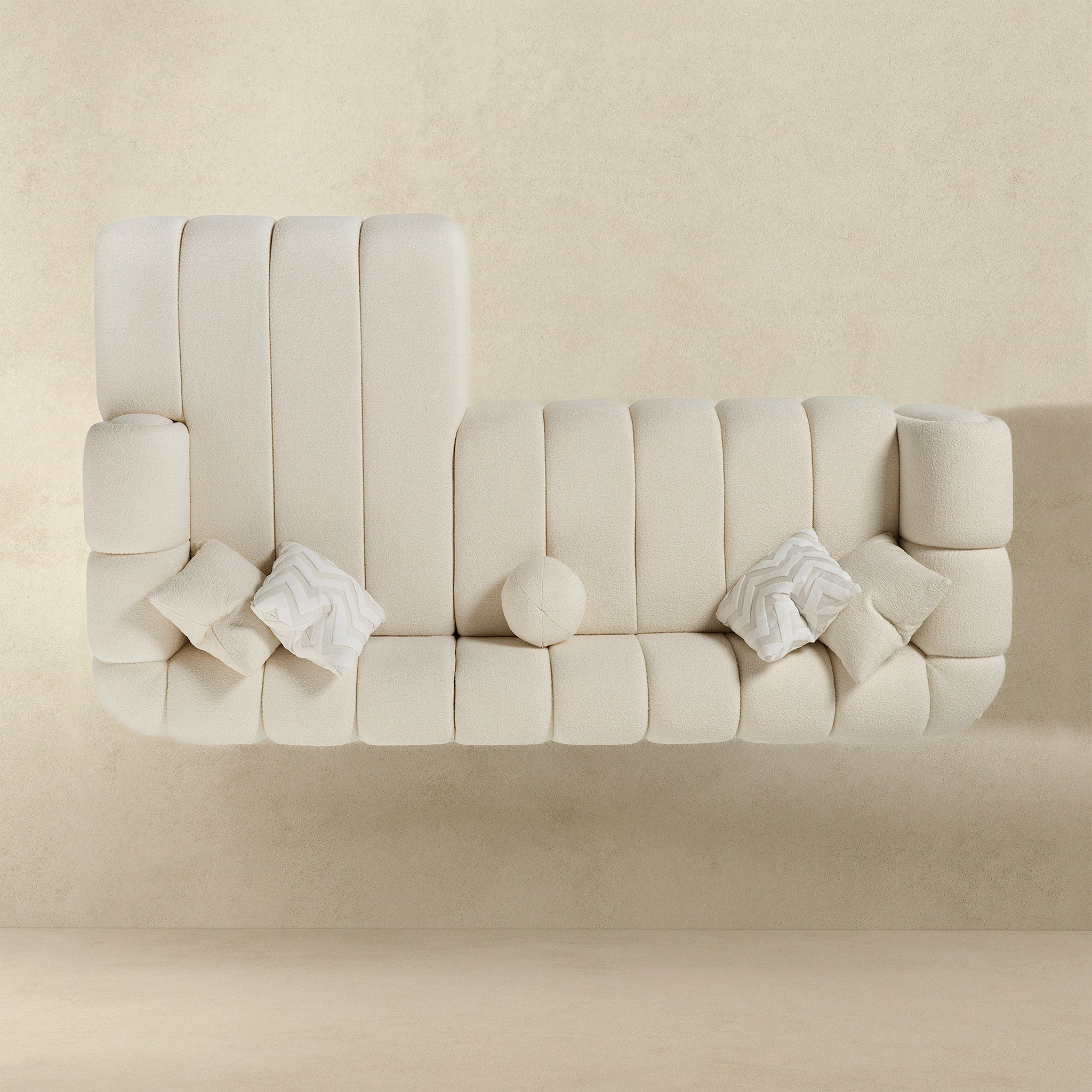 Beatrice Modern Tufted Ivory Boucle Right-Facing Sectional Sofa