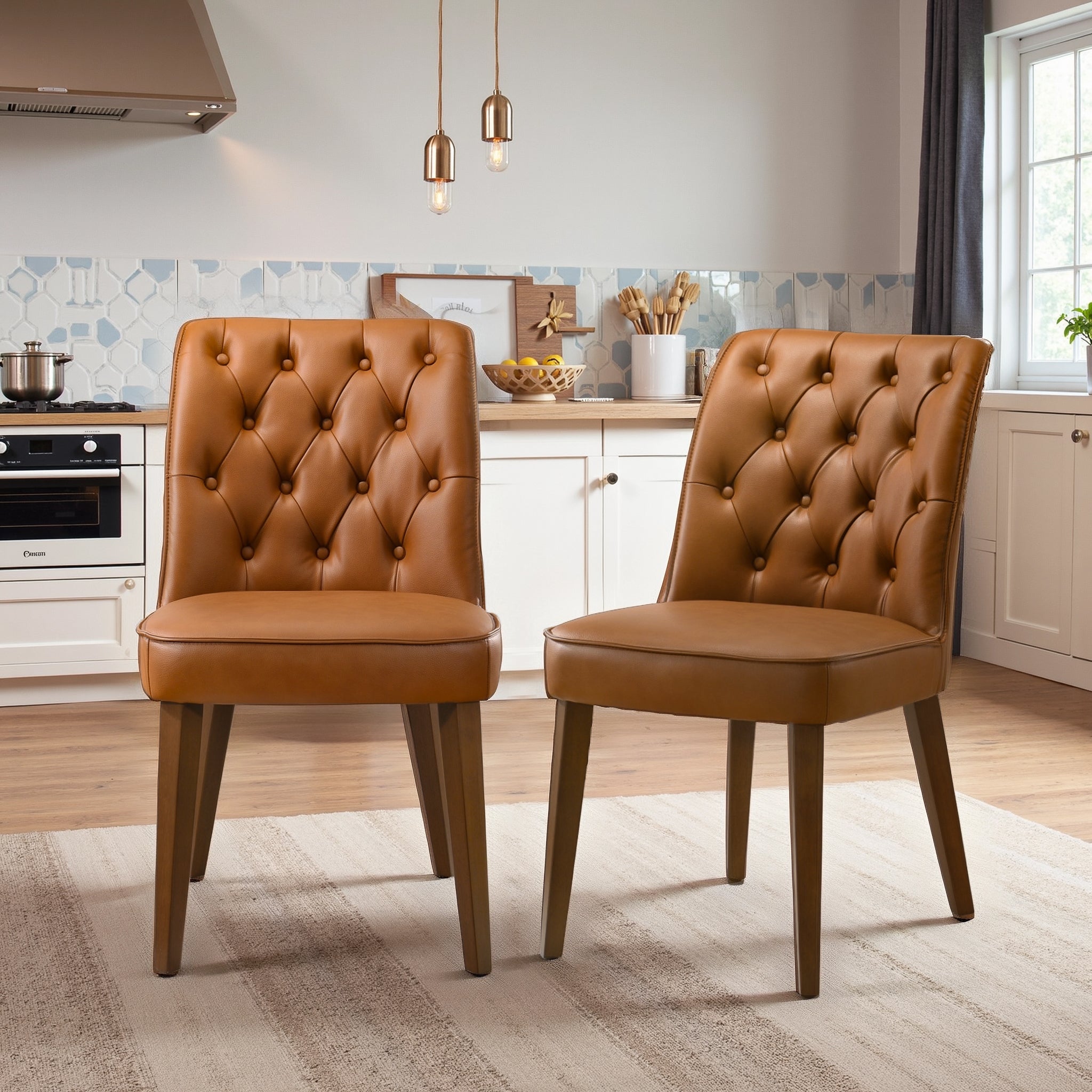 Belmont Cognac Vegan Leather Dining Chair - Set of 2