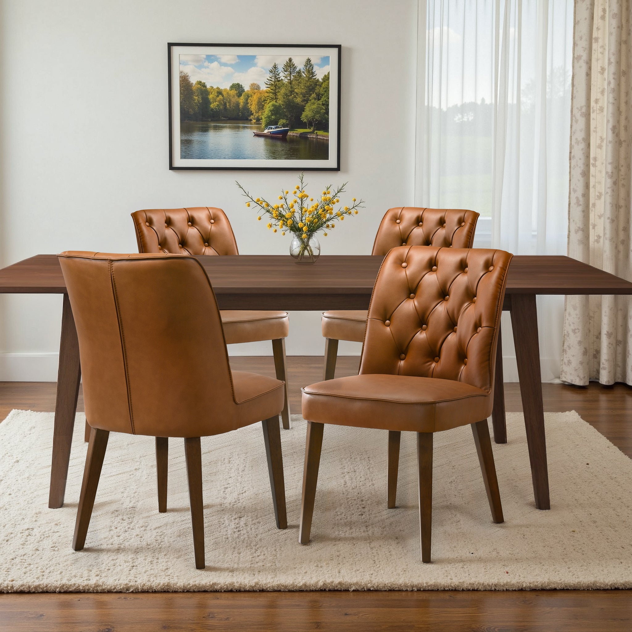 Belmont Cognac Vegan Leather Dining Chair - Set of 2