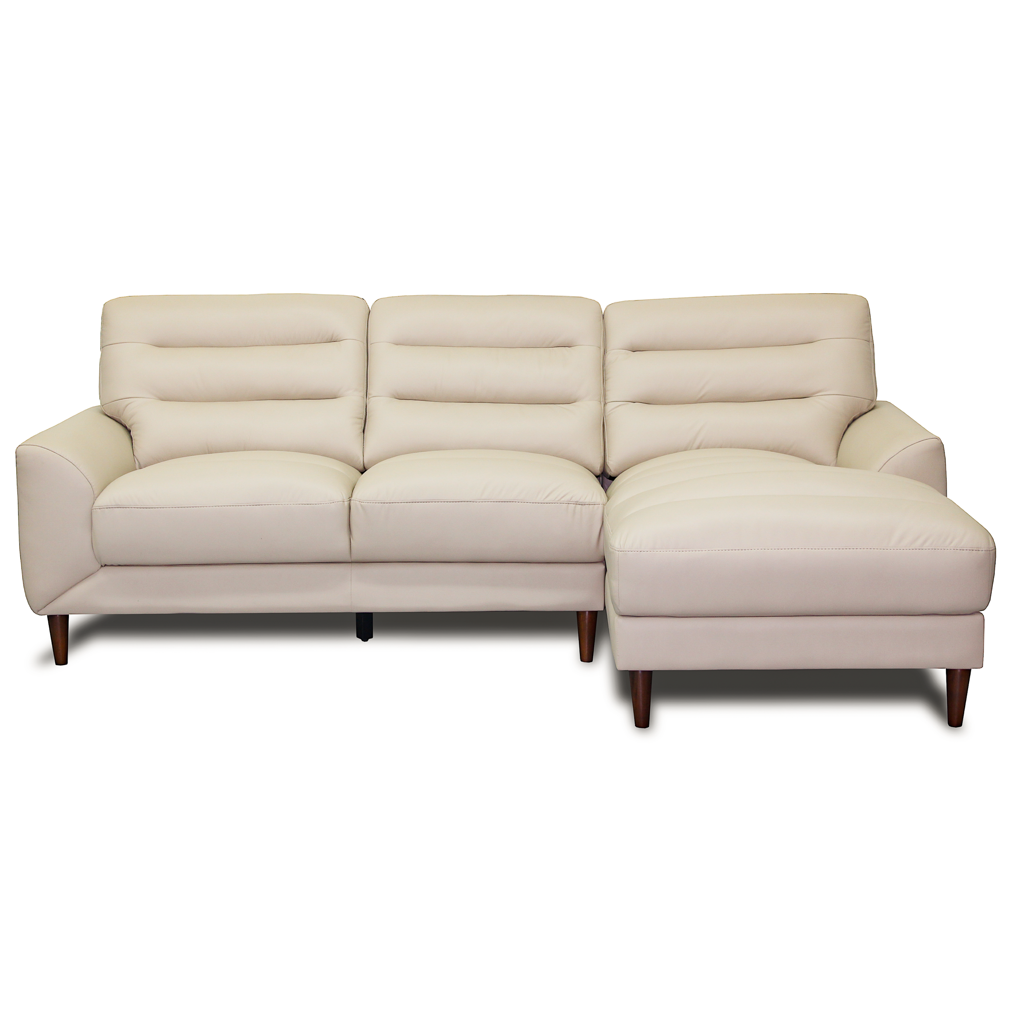Clarion Genuine Cream Leather Sectional Sofa with Right Chaise Lounge