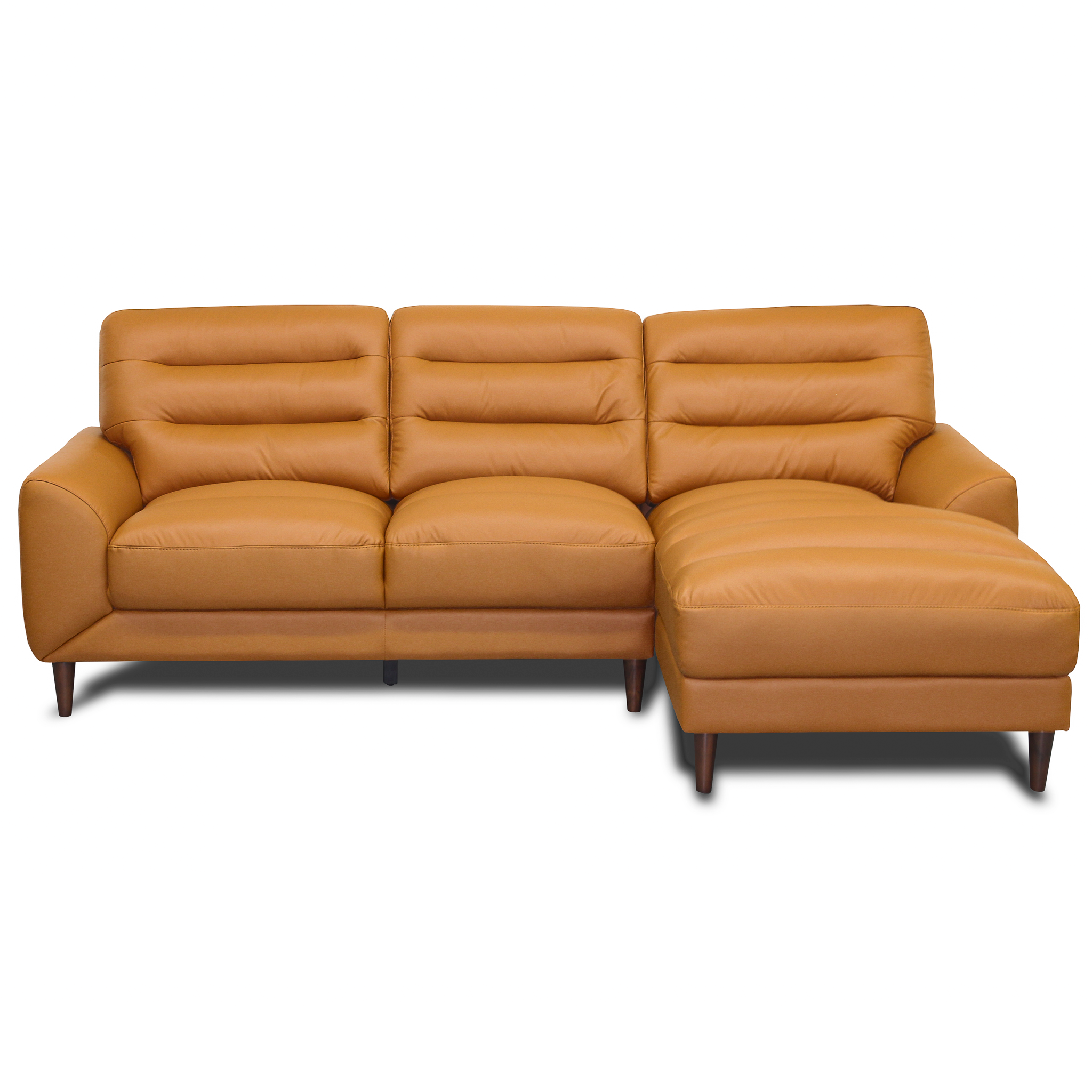 Clarion Genuine Tan Leather Sectional Sofa with Right Chaise Lounge