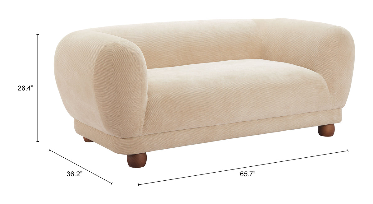 Boet Loveseat Taupe by Zuo Modern