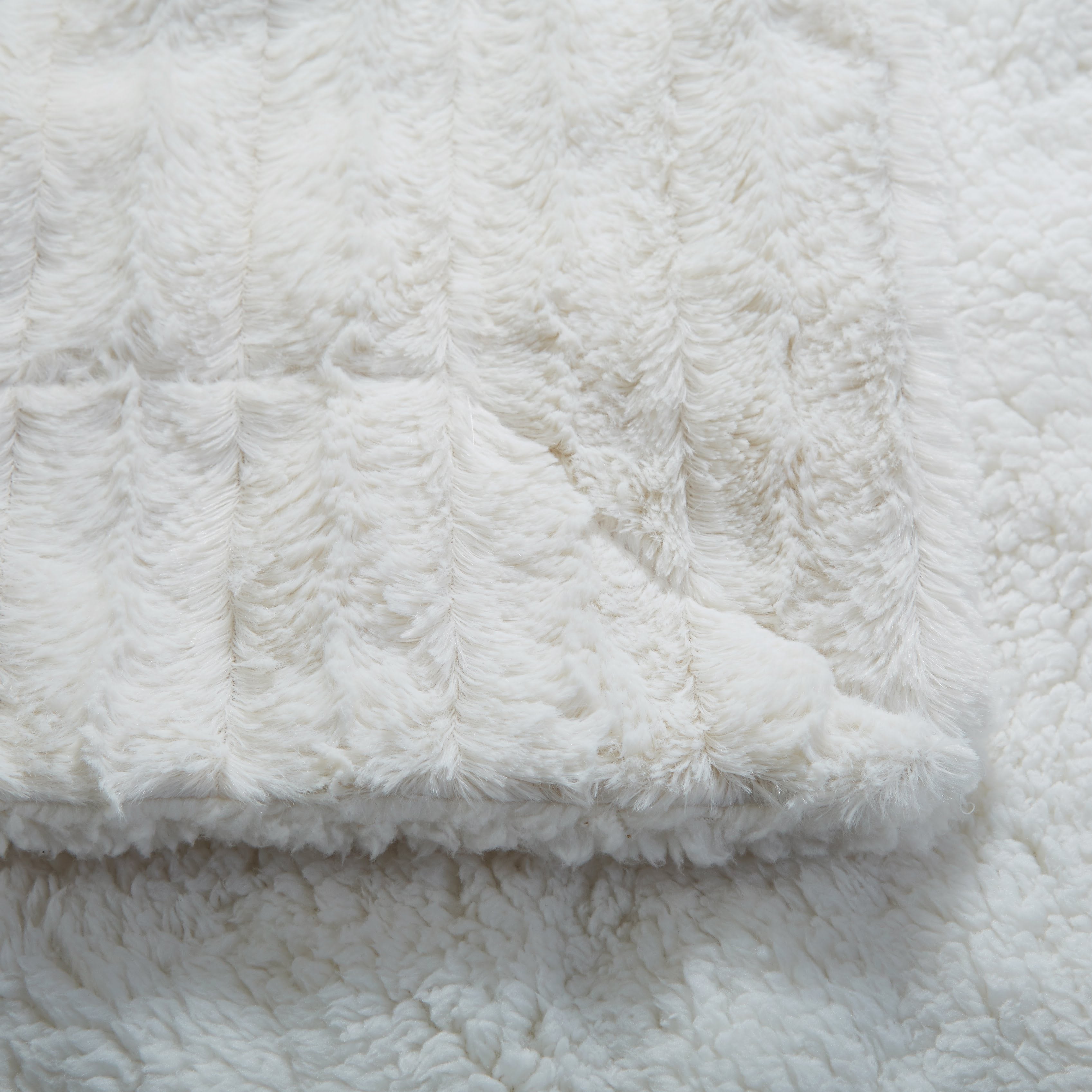 White Ivory Polar Faux Fur with Sherpa Throw Blanket