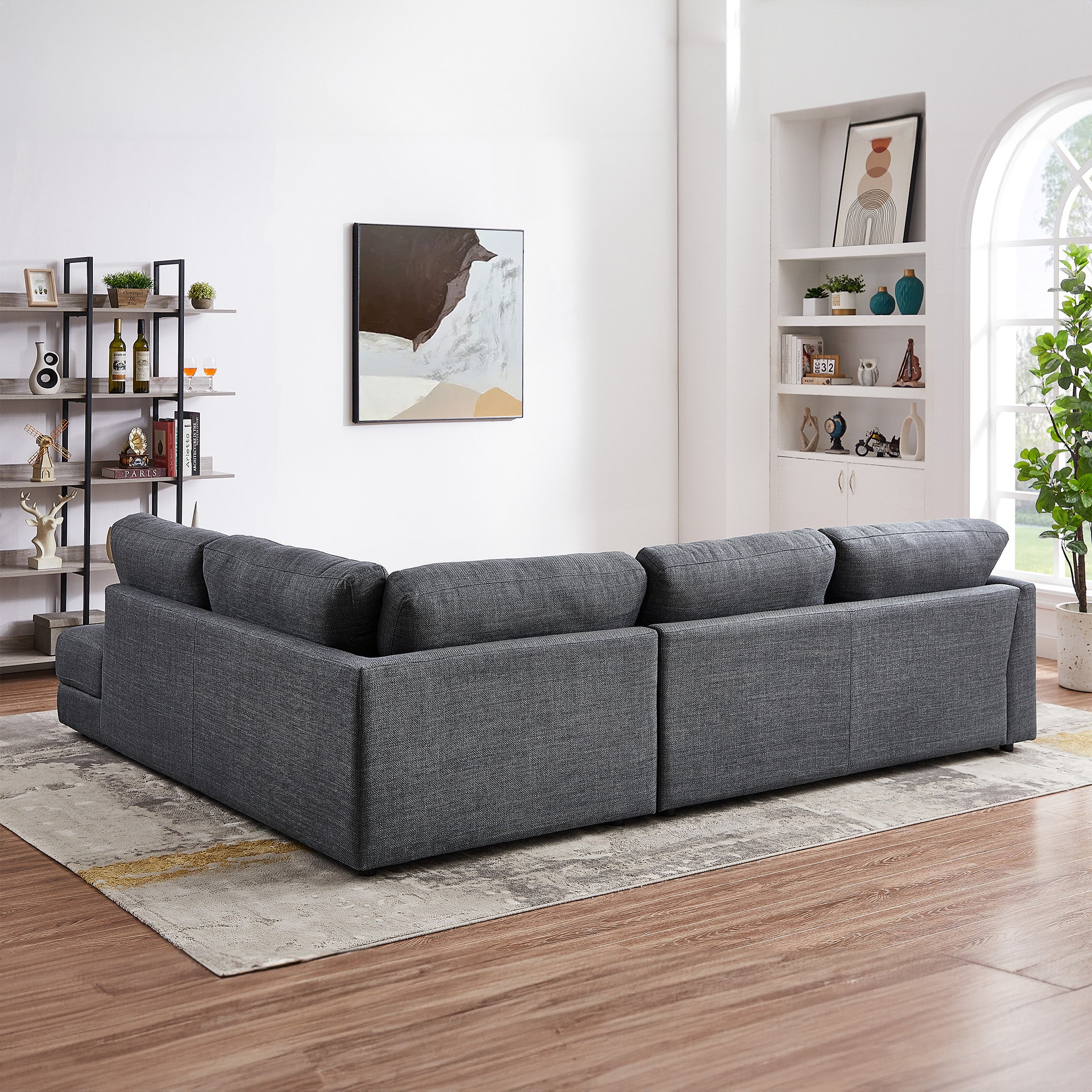 Glander Grey Fabric Right-Facing Sectional Sofa
