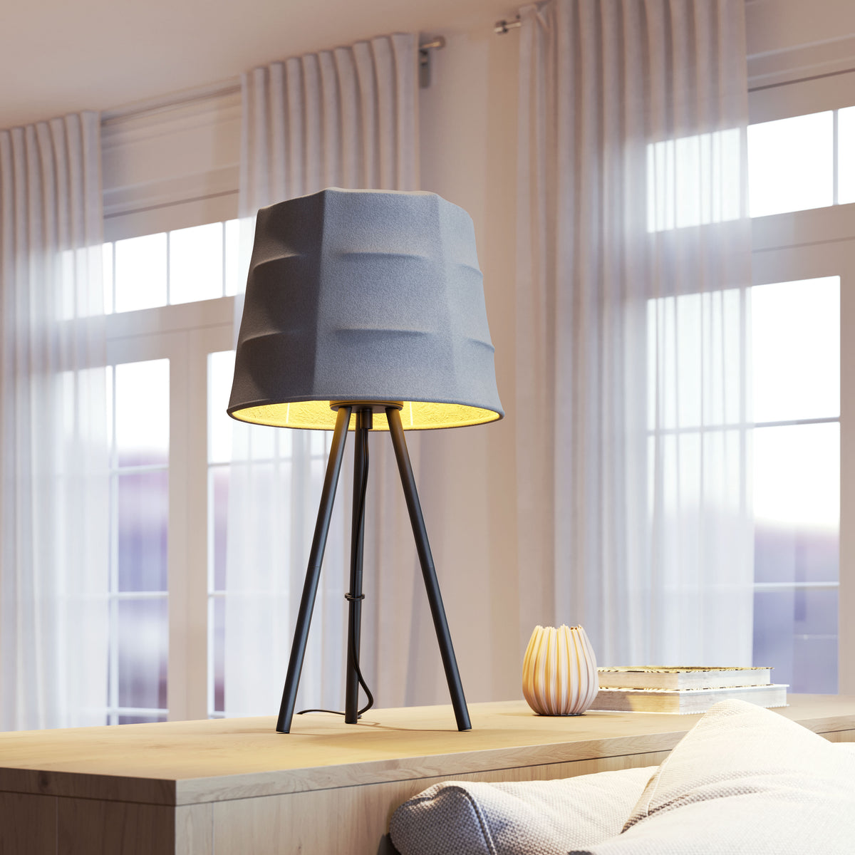 Mozzi Table Lamp Gray & Black by Zuo Modern