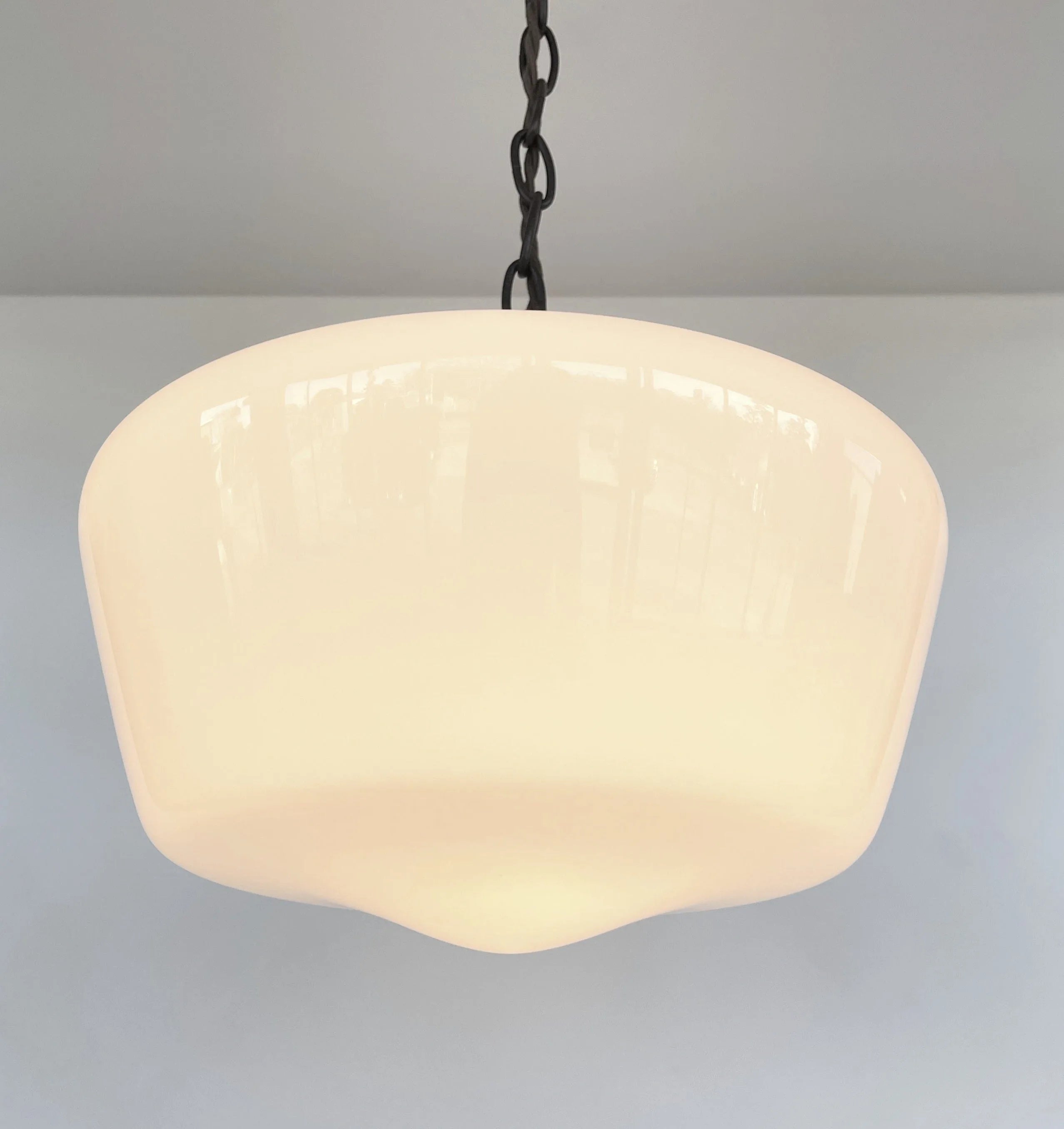 Large Antique Milk Glass Pendant Light