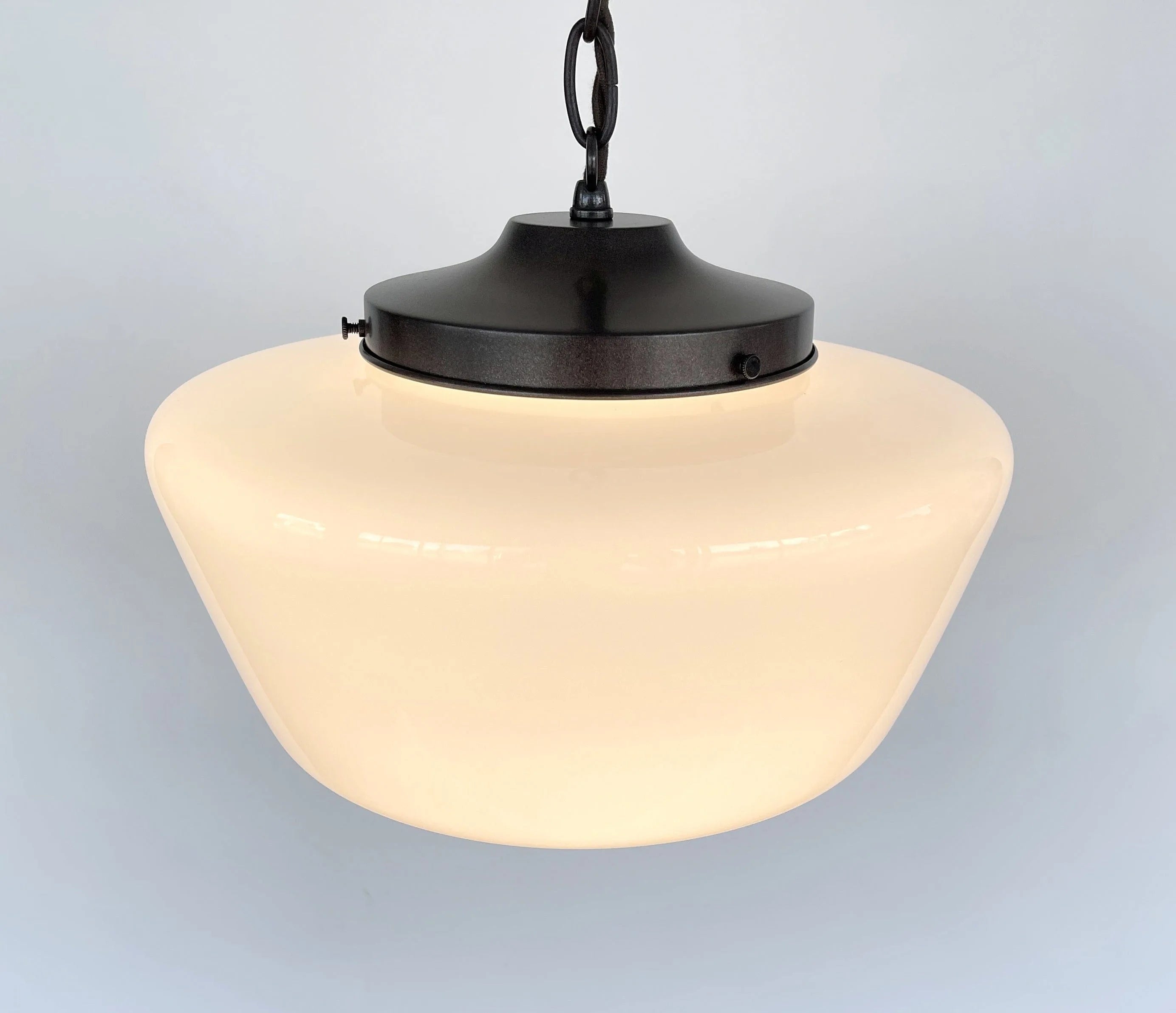 Large Antique Milk Glass Pendant Light